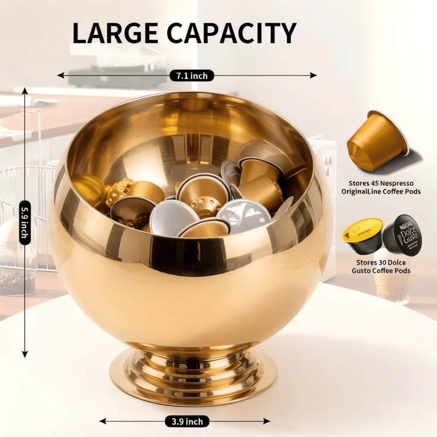 VAWNKUKN Coffee Pod Holder-Coffee Pod Storage-K Cup Holder-Espresso Pod Holder-Coffee Pod Organizer（GOLD