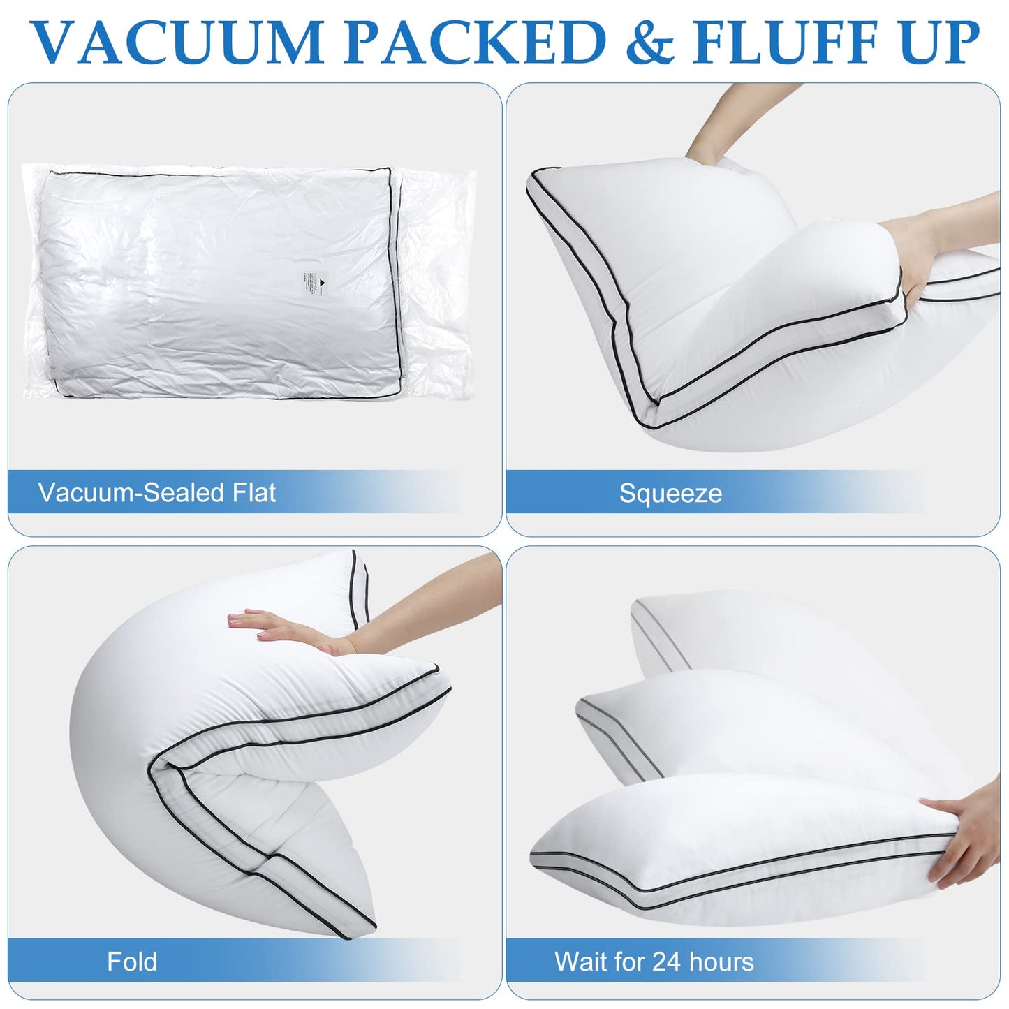 DolceLuna Pillows King Size Set of 2, Bed Pillow 2 Pack for Side & Back Sleepers, Hotel Quality Down Alternative Gusseted King Pillow for Sleeping, Soft and Supportive, White