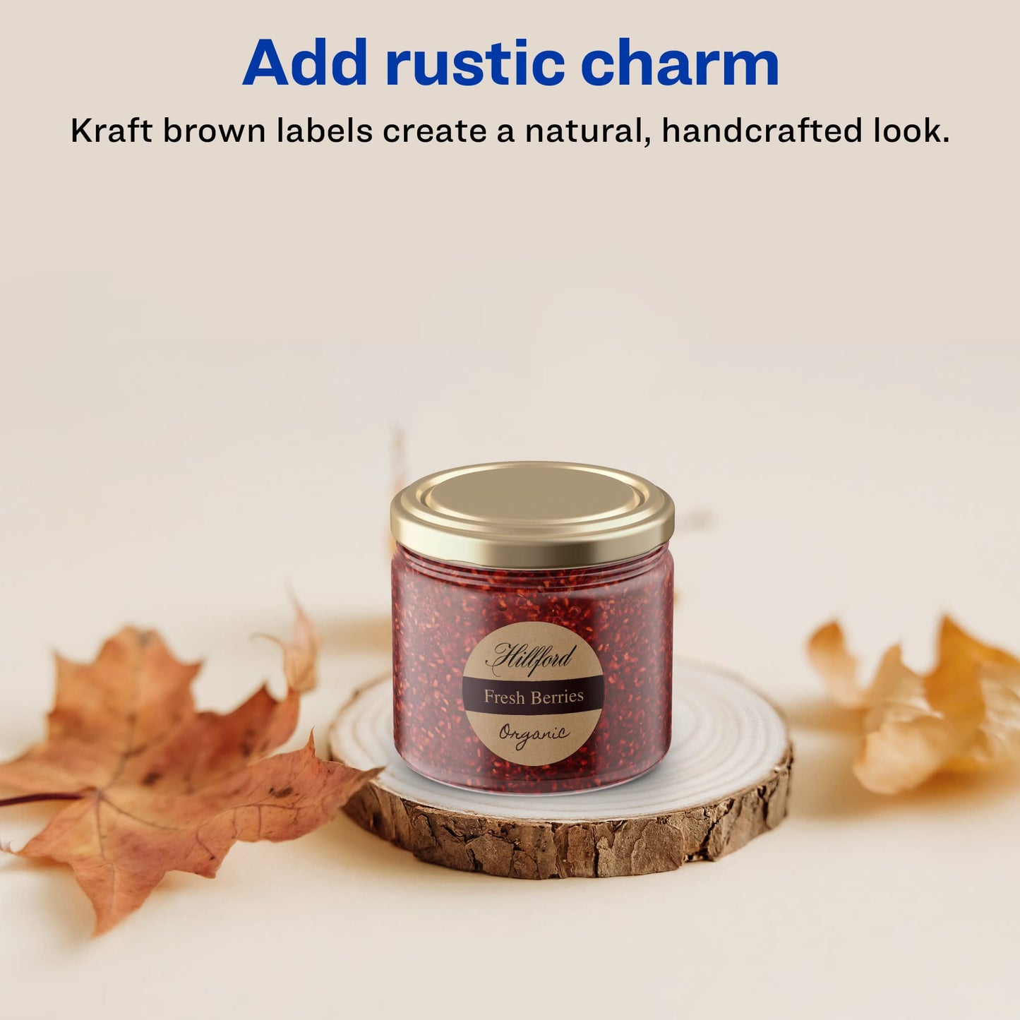 Avery Kraft Brown Round Labels, Sure Feed Technology, 2" Diameter, 600 Kraft Brown Labels, Print-to-The-Edge, Laser/Inkjet Printable