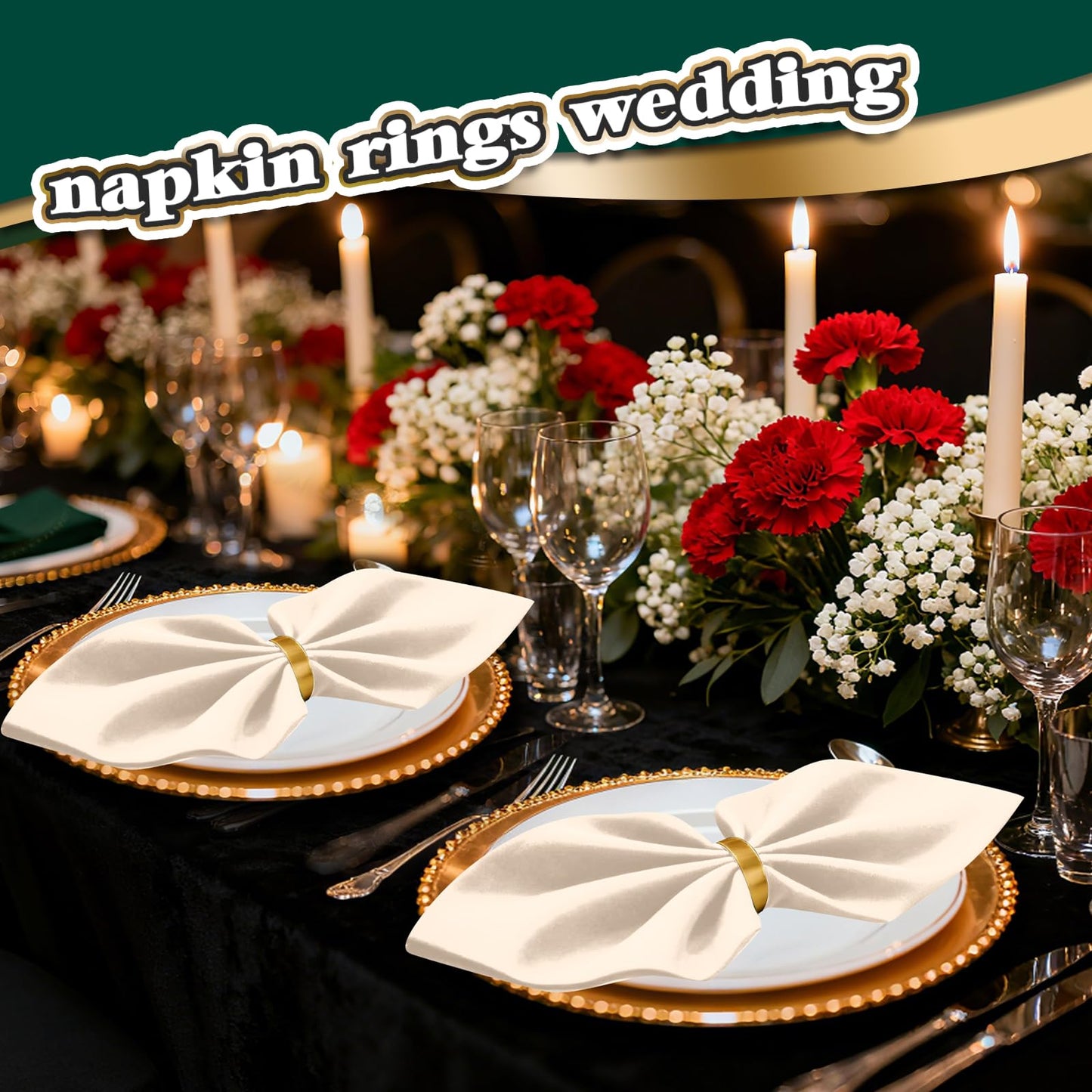 200 Pcs Gold Napkin Rings Bulk, Exquisite Round Napkin Ring Buckles, Suitable for Family Dinners, Weddings, Holiday Parties
