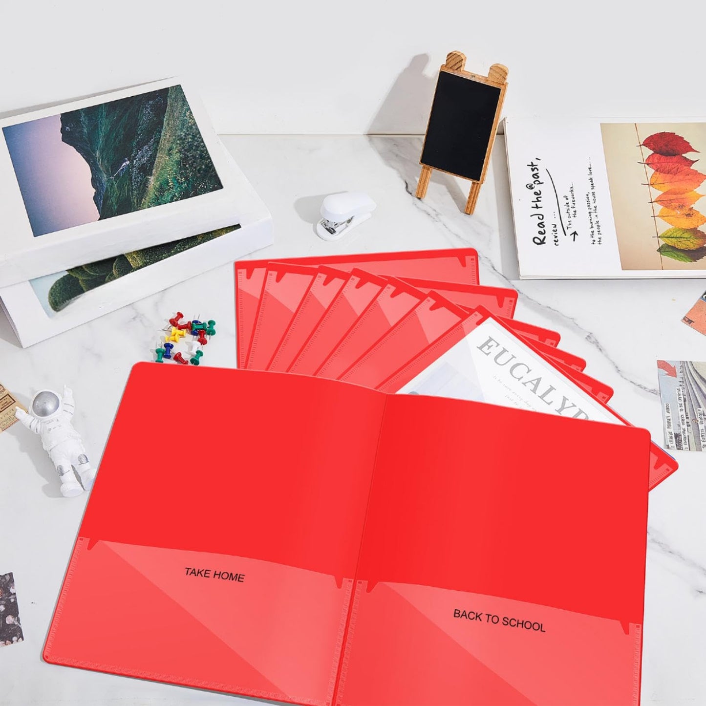 Henoyso 48 Pcs Plastic Take Home Folders with 2 Pockets Parent Teacher Classroom Communication Homework Folder for Students Parent Teacher Connector(Red)