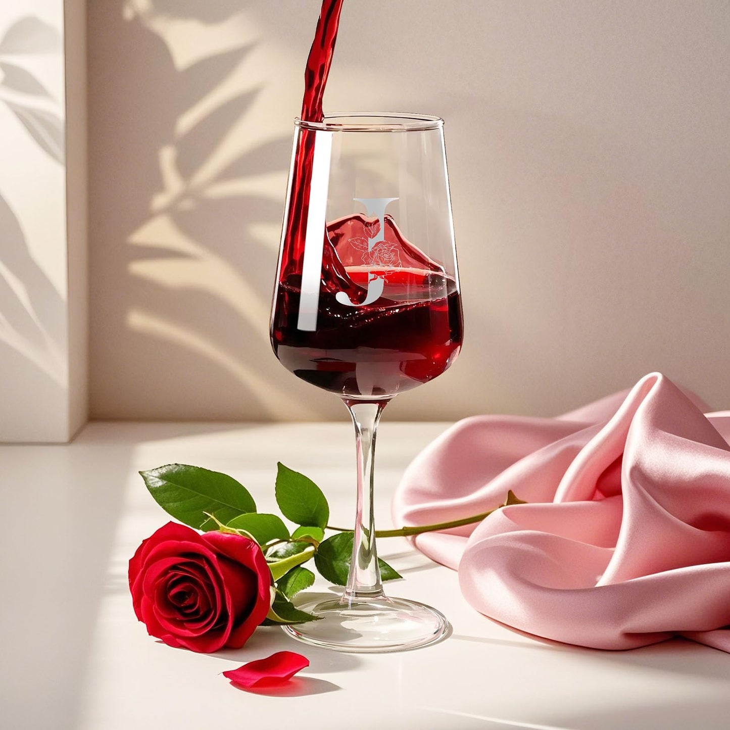 Mothers Day Gifts for Mom Grandma Wife Daughter Her, Personalized Initial Wine Glasses Custom Gift, Birthday Gifts for Women Mom Wife Best Friend Sister (J)