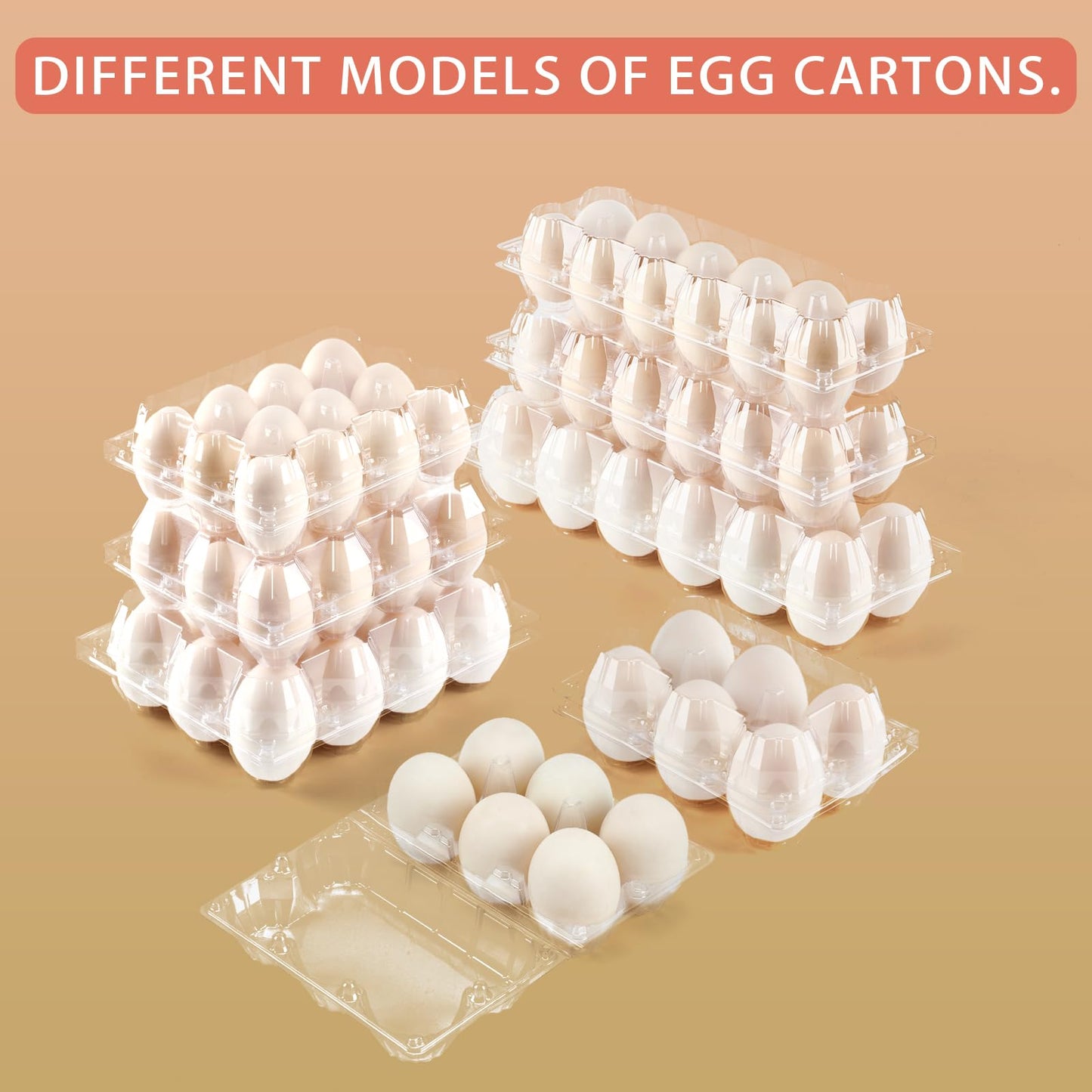 YIFIHGE 60 Pack Duck Egg Cartons Jumbo Egg Cartons Cheap Bulk with Sticker Labels Clear Empty Plastic Egg Containers Extra Large for Home Ranch Farm Commercial Market Display, 2×6 Grids