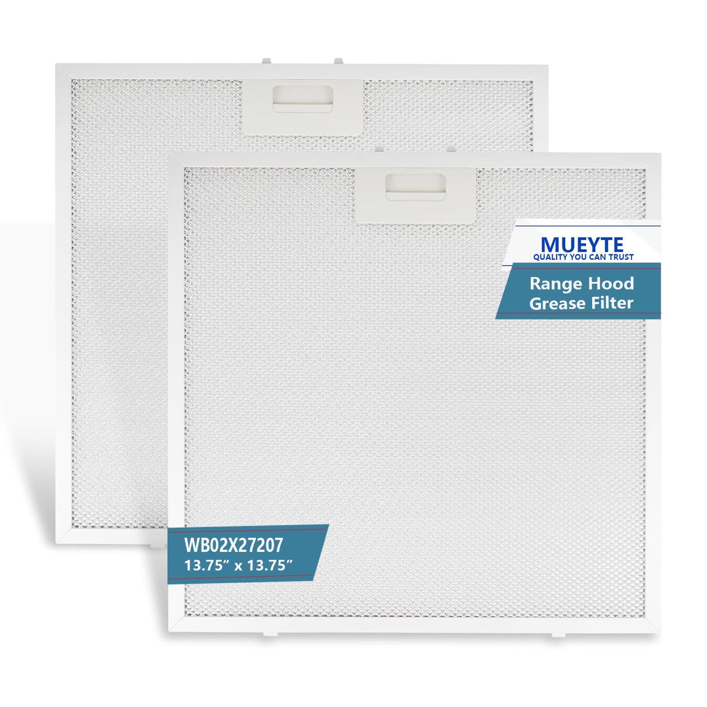 WB02X27207 Range Hood Grease Filter Vent Hood Aluminum Mesh Filter Compatible with GE JVX5300BJ1TS JVX5300DJ1WW JVX5300DJ1BB 13.75"x13.75" Replace 4463981 AP6039217 PS11771771 EAP11771771 2 Pack