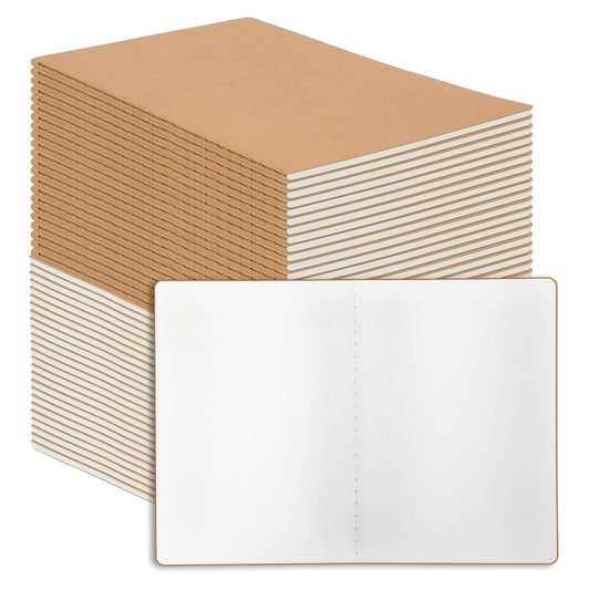 48 Pack Blank Kraft Notebooks, 8.3x5.5 Inches A5 Small Journals Bulk Blank Notebooks 80 Gsm Unlined with 60 Pages A5 Subject Notebooks Traveler Journal Set for Adult Students Back to School Supplies