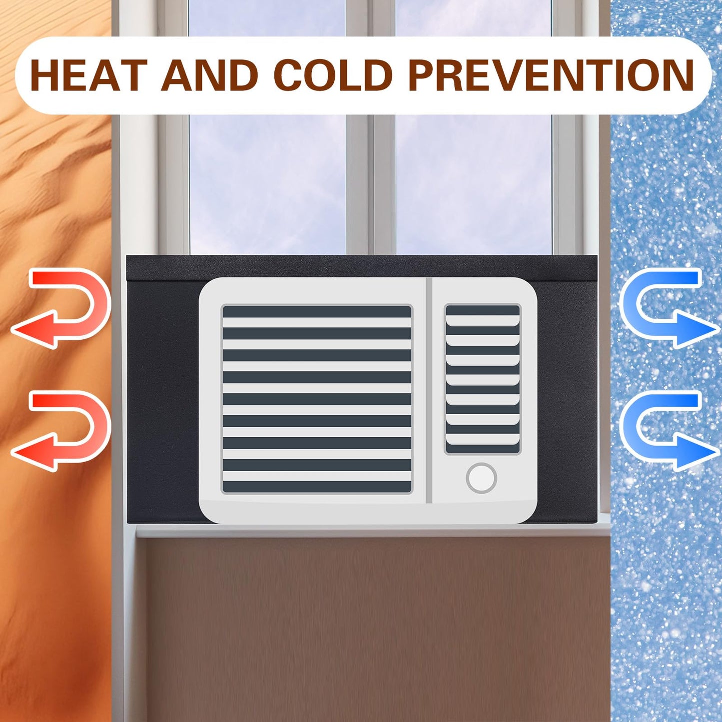 Pangda 4 Pcs Window Air Conditioner Side Insulated Foam Panel, Ac Side Surround Panels Kit with Top Seal Strip, Air Conditioner Accessories Seal for Summer Winter Indoor, 17 x 9 x 7/8 Inch (Black)