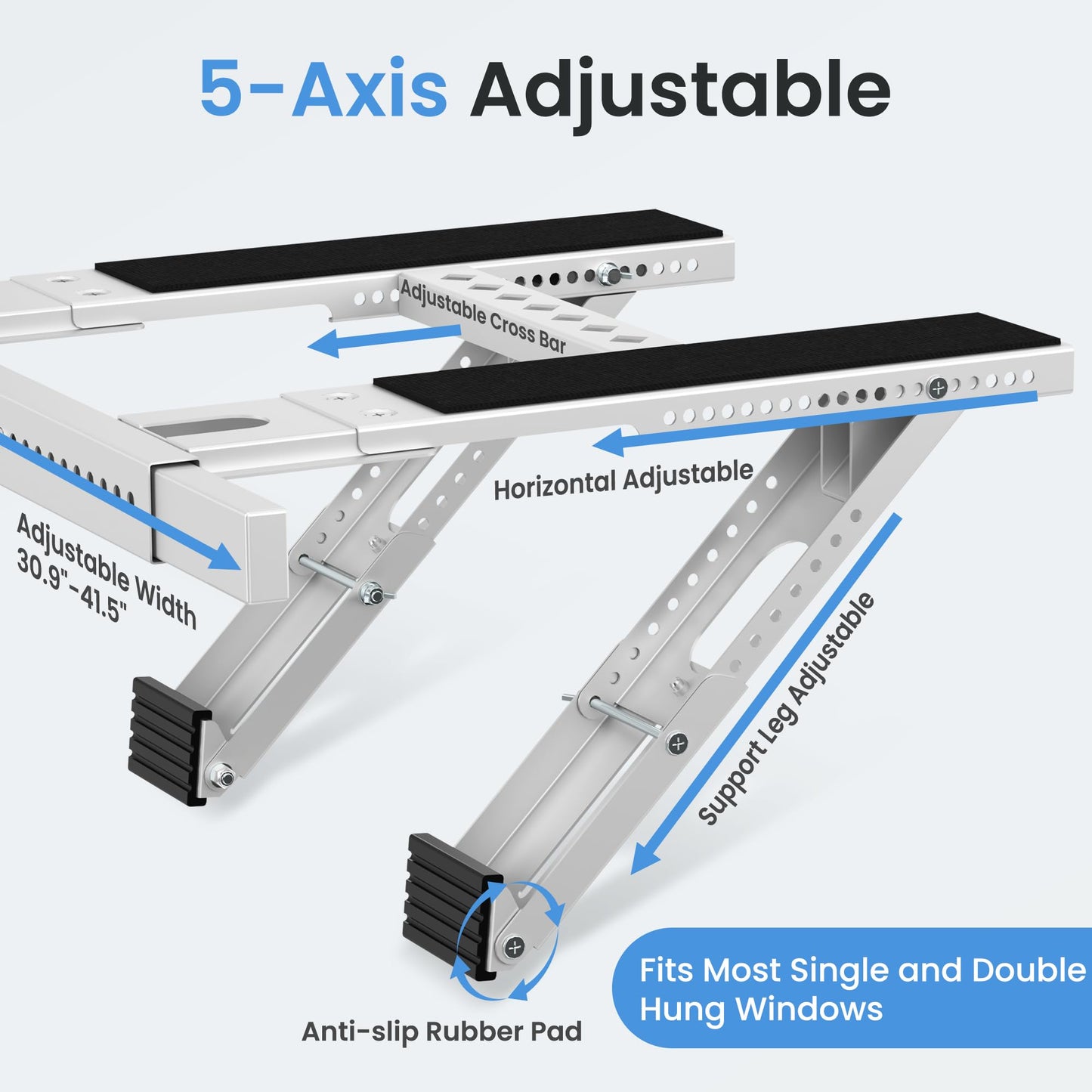WEETALL Air Conditioner Support Bracket No Drill: Heavy Duty 350lbs, Adjustable Width 31.5"-41.7", Bubble Level for Single/Double Hung Windows, Fits 5000-24000 BTU AC Units