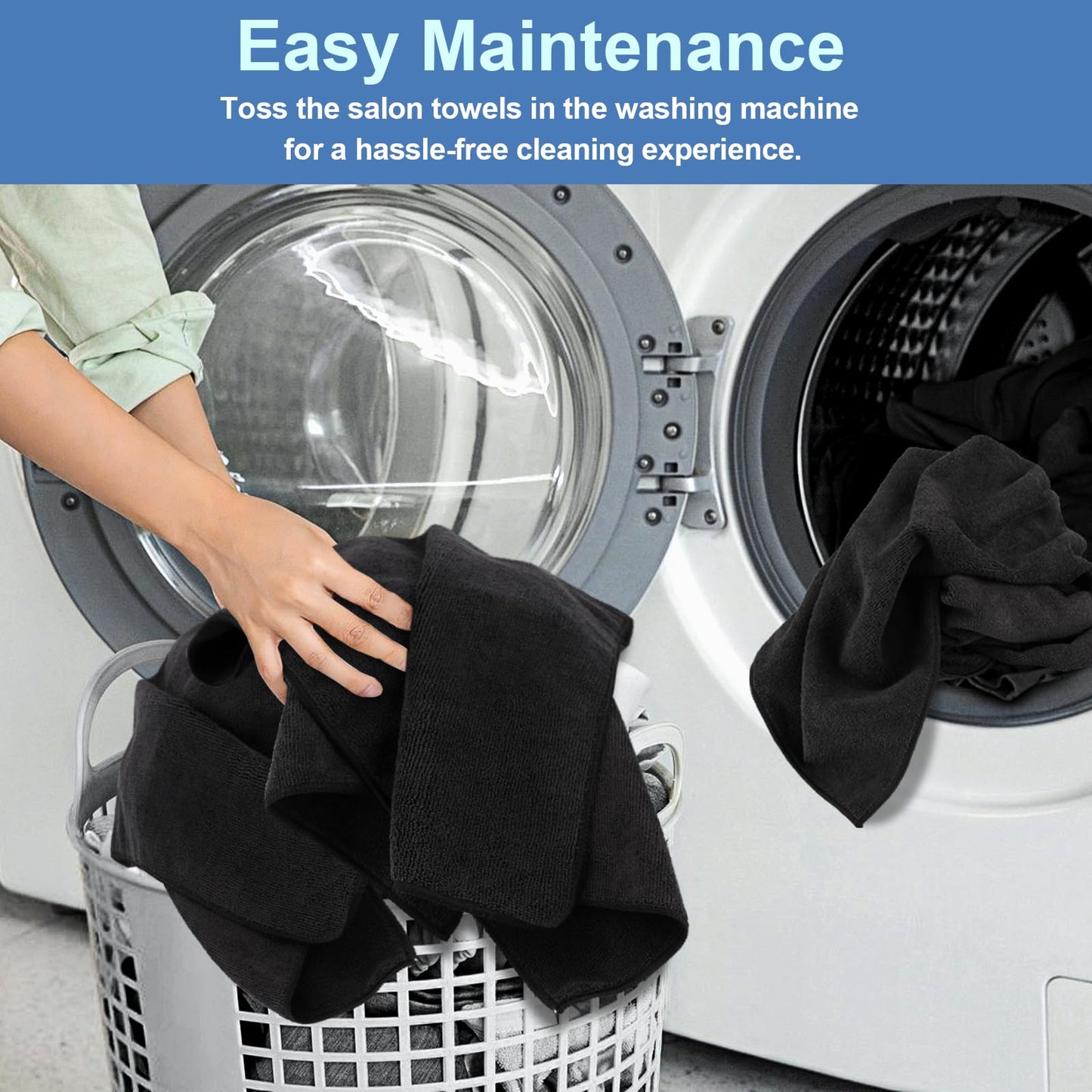 UNIMADE 24 Pack Salon Towels - Highly Absorbent and Quick Drying Hand Towels, Premium Wash Cloths for Bathroom, Gym, Shower, Hotel, and Spa - 16x27 inch (Black)