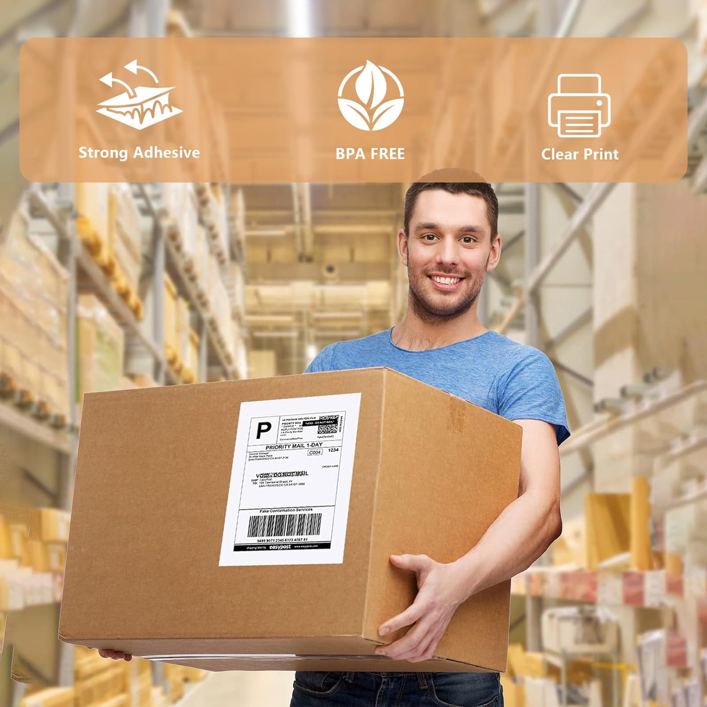 9527 Product 8.5" x 5.5" Half Sheet Self Adhesive Shipping Labels for Laser & Inkjet Printers, Easy to Peel Label, 500 Sheet 8.5 x 11 Address Labels, 2 Labels per Sheet (1000 Labels)
