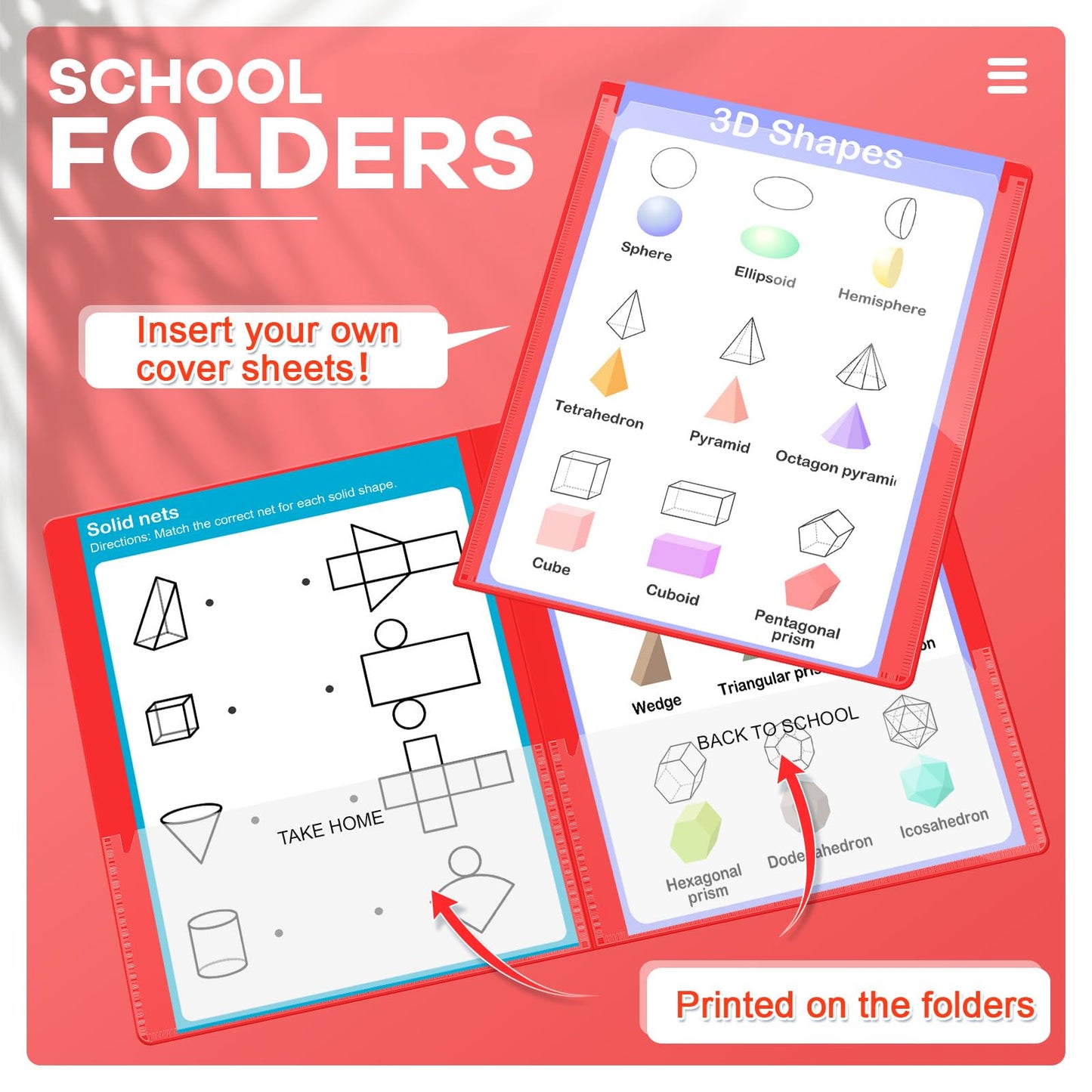 Henoyso 48 Pcs Plastic Take Home Folders with 2 Pockets Parent Teacher Classroom Communication Homework Folder for Students Parent Teacher Connector(Red)