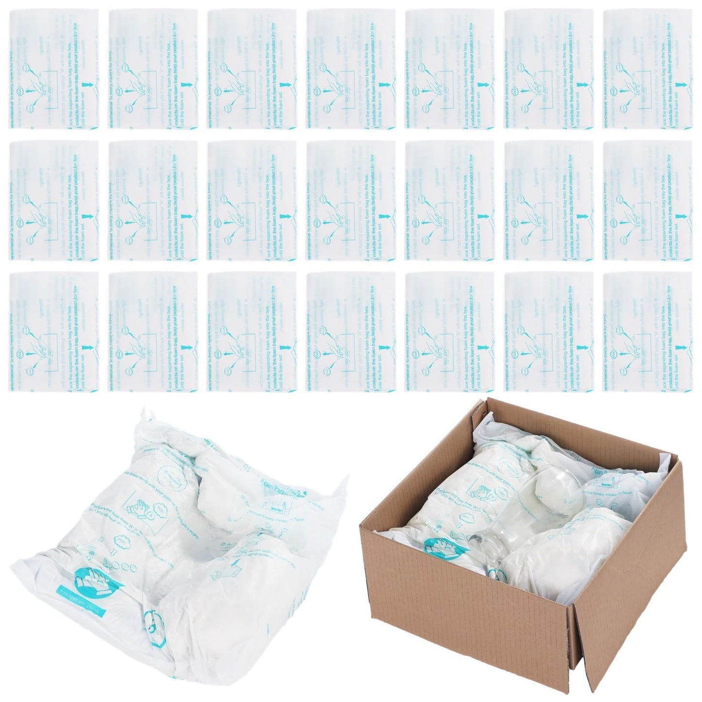 Foam Bags For Shipping 20 PCS 14×16 Inch, Handy Temperature-Activated Expanding Pouches, Instant Pack Quick Packaging - Protective Parcel Solution