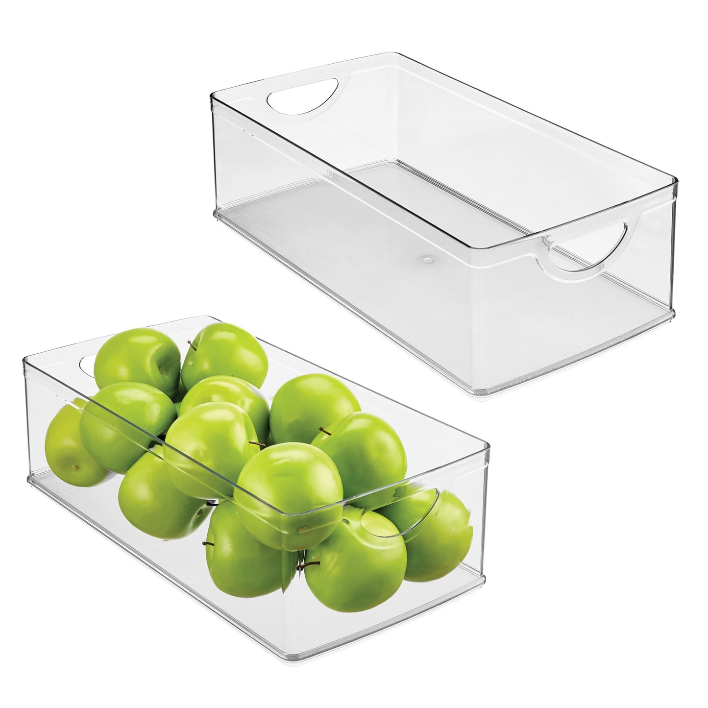 iDesign Stackable Clear Plastic Extra Long Storage Bin, Organizer for Kitchen Cabinet or Pantry, 2-Pack