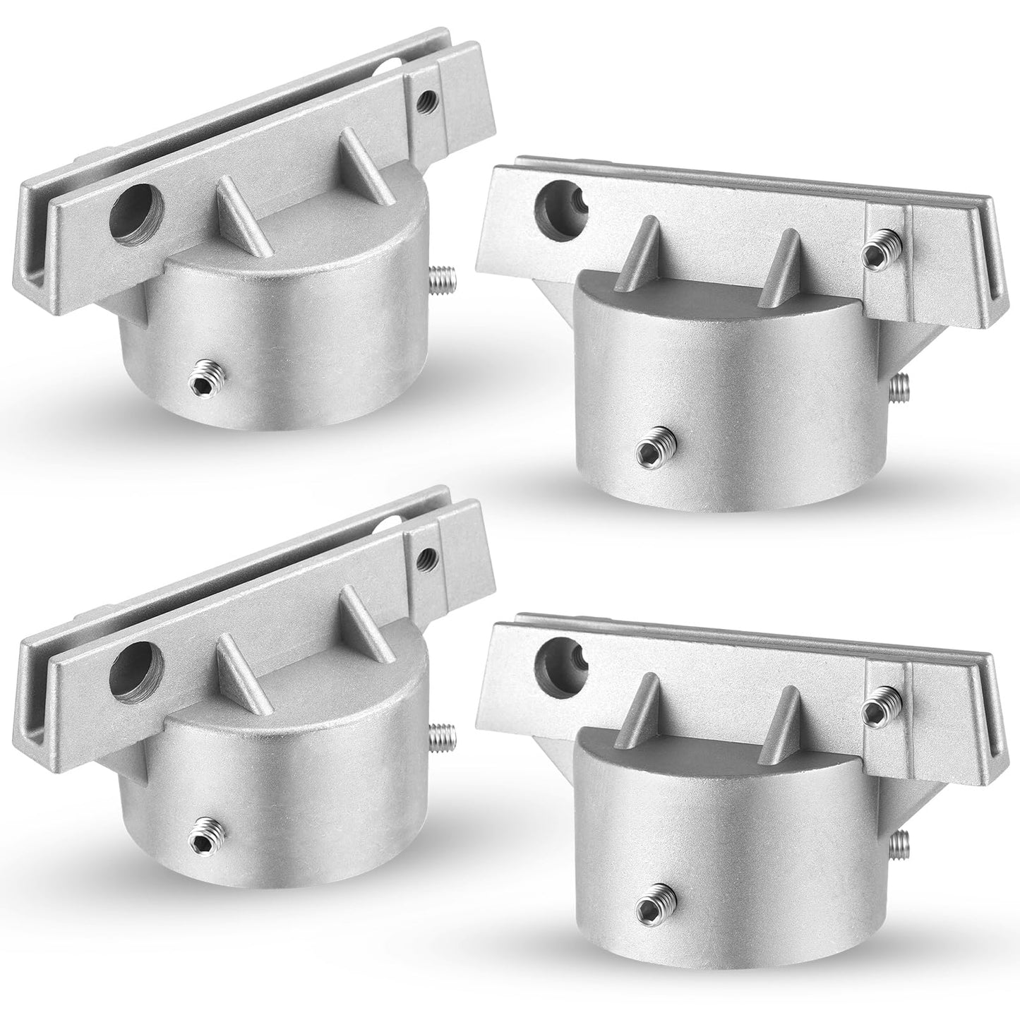 Hicarer 4 Pcs Street Name Sign Bracket for 2 3/8" Pole 5.5" Wide (3/16" Slot) Heavy Duty Street Name Sign Holder Round Aluminum Pole Bracket