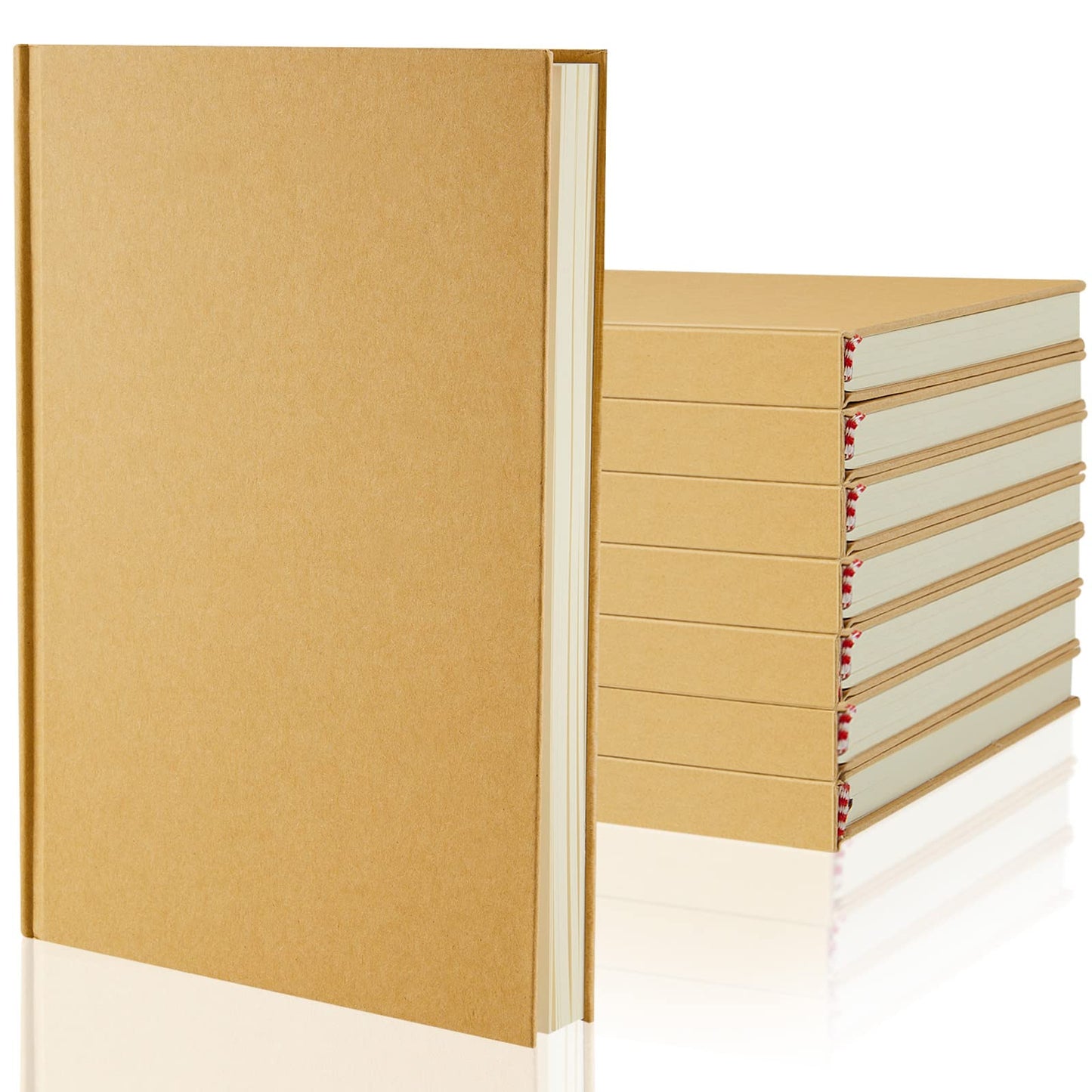 Henoyso 8 Pcs A5 Blank Notebooks Journals Bulk 100 Sheets/200 Pages Unlined Craft Notebooks Kraft Sketchbooks Hardcover for Writing Drawing for Gifts Students School Office, 8.3 x 5.7 in (Brown)