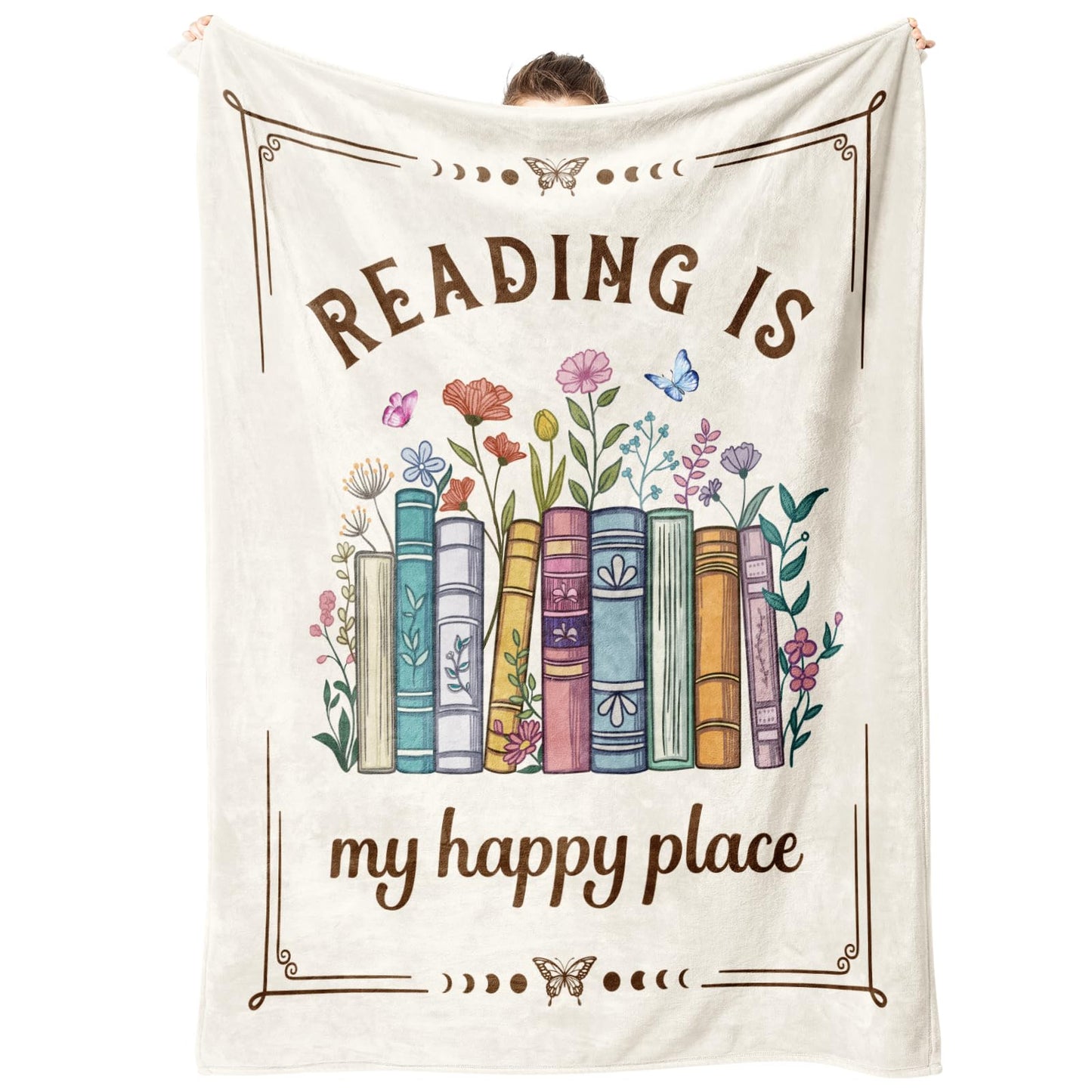 musaecoin Book Lovers Gifts, Reading Blanket Gifts for Book Lovers, Unique Bookish Presents for Reader Bookworm on Birthday Christmas Soft Flannel Throw Blanket 60"x50"