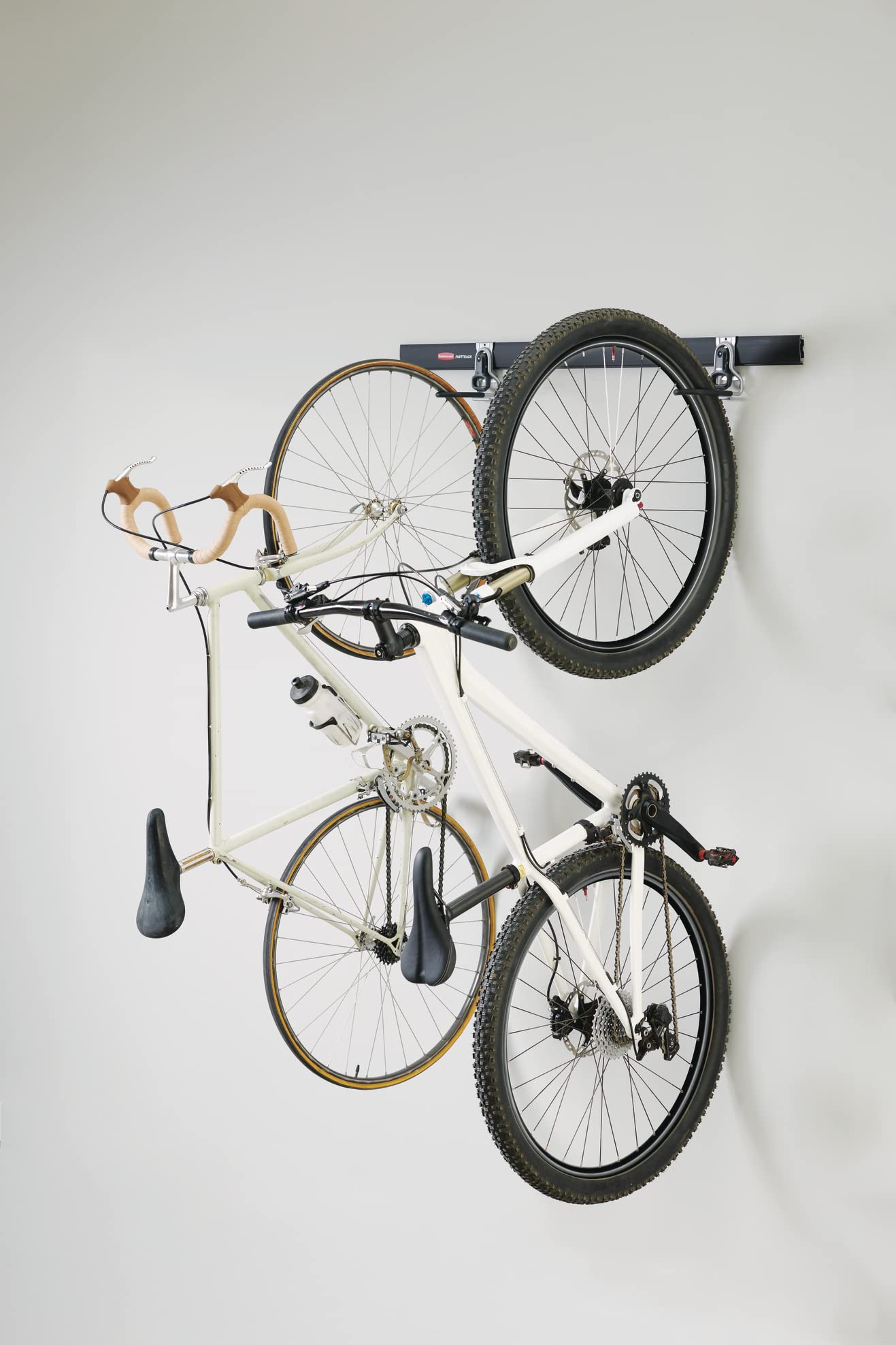 Rubbermaid FastTrack Garage Storage Bike Storage Kit, 3 Piece, All in One Rail Hook Kit Organizer, Heavy Duty Organization for Home/Garage/Wall/Shed