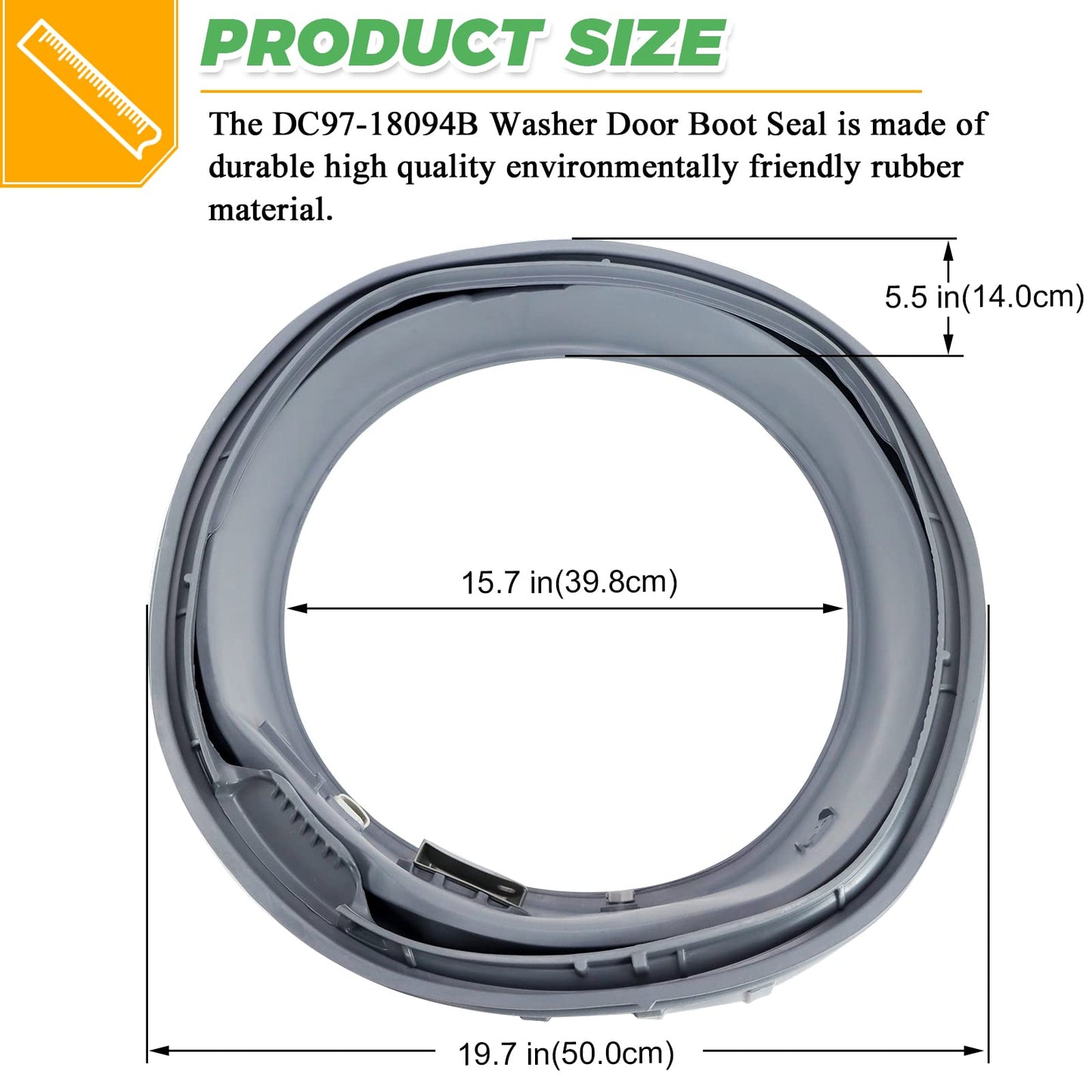 Upgraded DC97-18094B Washer Door Seal OEM for Samsung Washer WF42H5000AW/A2 WF42H5200AP/A2 WF42H5200AF/A2 WF42H5200AW/A2 DC64-03051A Washer Door Boot Seal Gasket Diaphragm by Techecook