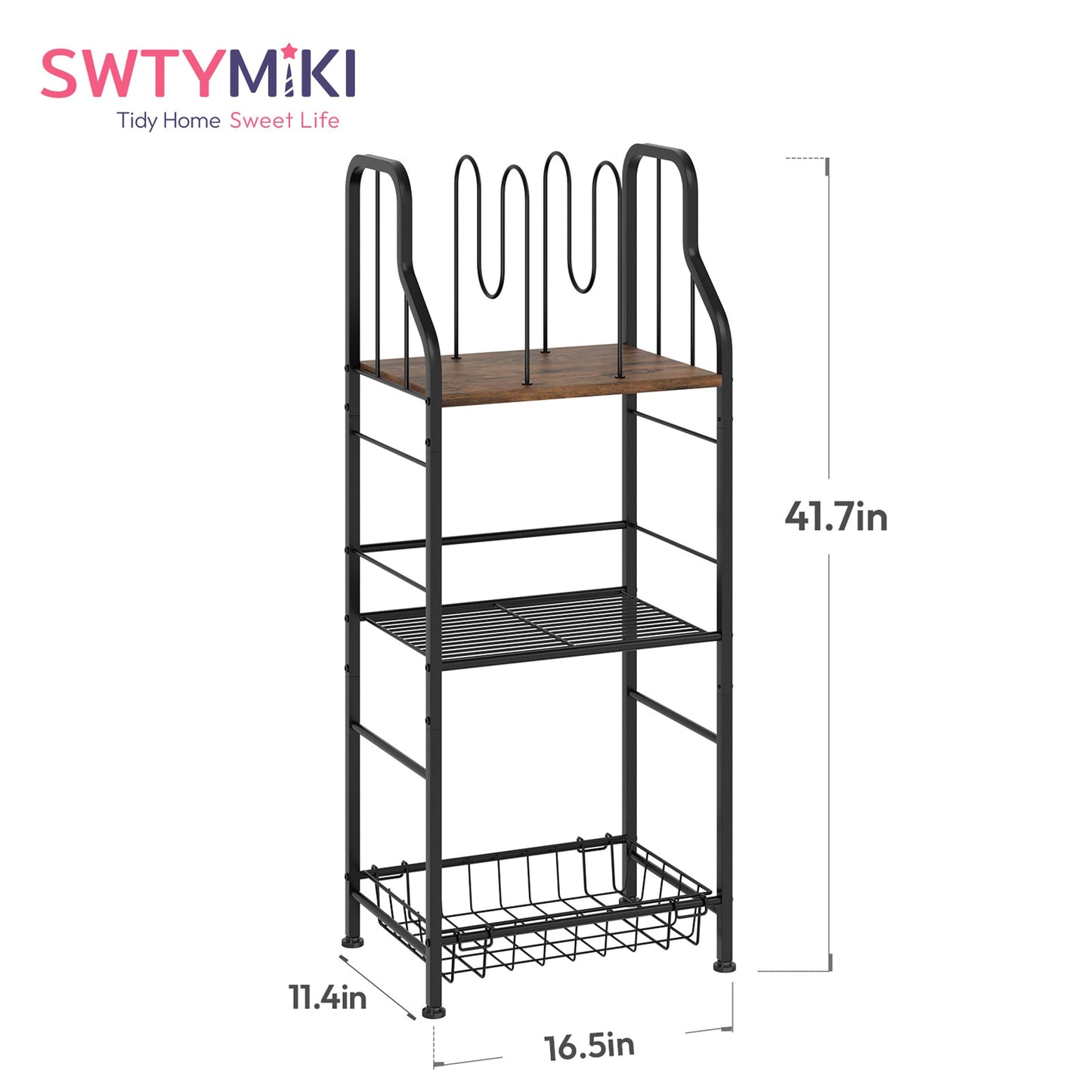 SWTYMIKI Free Standing Towel Rack - 3 Tier M-Shaped Detachable Dividers Towel Shelf for Bathroom, Durable Metal Pool Towel Holder, Modern Space-Saving Bath Towel Storage Organizer