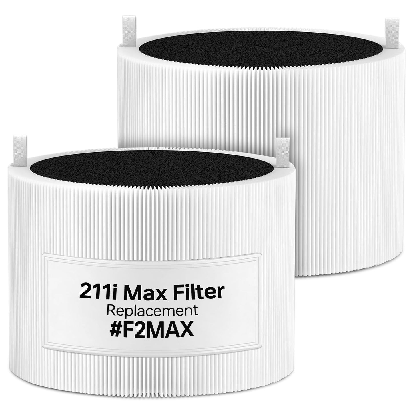 2𝟏𝟏𝐢 𝐌𝐚𝐱 Replacement Filter Compatible with Blueair Blue Pure 211i Max Smart Machine, Efficient 3-in-1 Particle Dust Pet Dander Filter&Odor Smoke Activated Carbon Filter, #F2MAX, White, 2Pack