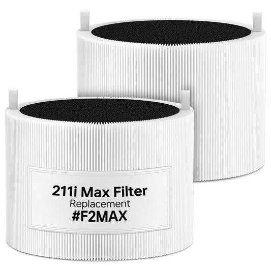 2𝟏𝟏𝐢 𝐌𝐚𝐱 Replacement Filter Compatible with Blueair Blue Pure 211i Max Smart Machine, Efficient 3-in-1 Particle Dust Pet Dander Filter&Odor Smoke Activated Carbon Filter, #F2MAX, White, 2Pack
