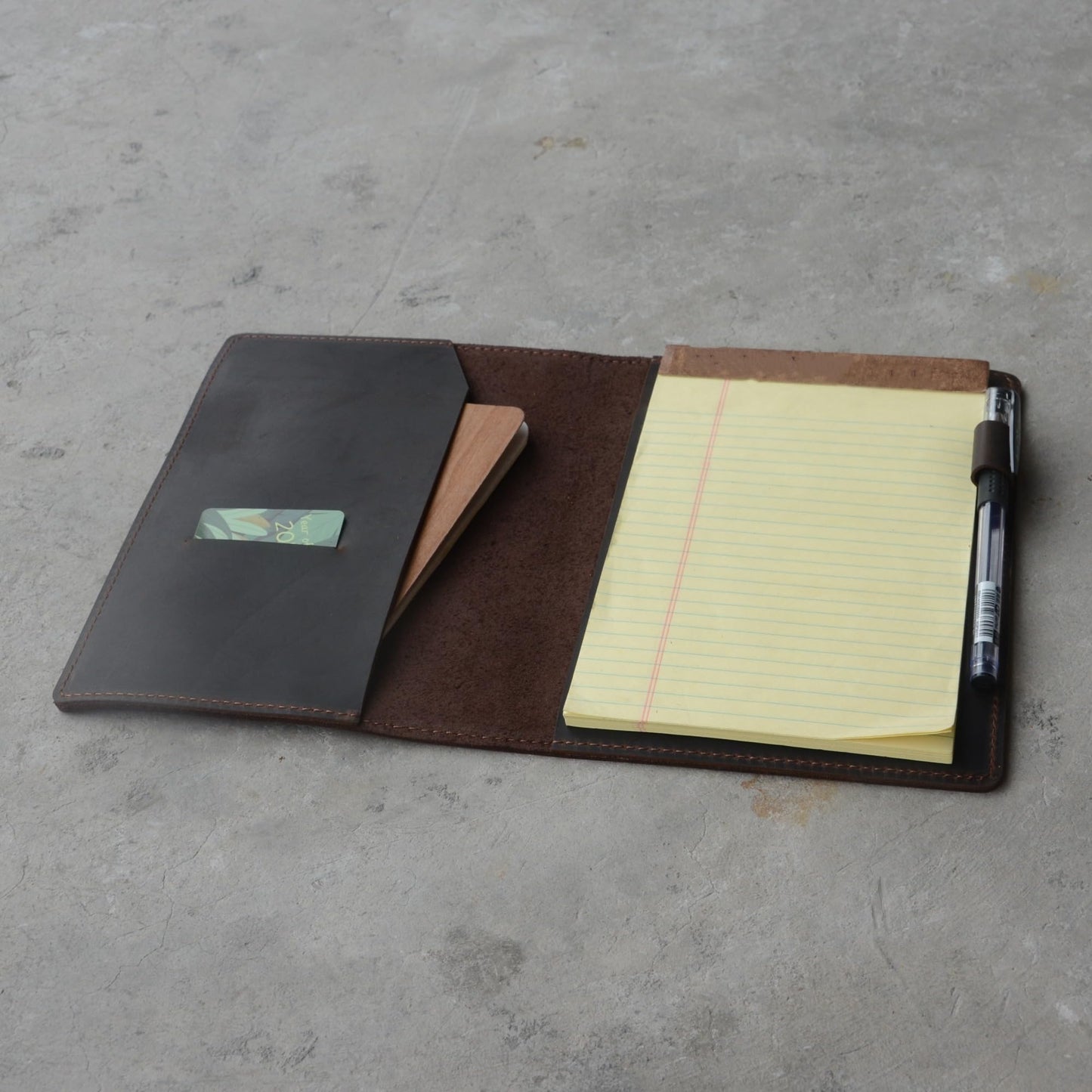 YIYUS Leather Cover Compatible With Tops The Legal Pad Writing Steno Pads 5" x 8", Legal Rule 5 x 8, Notebooks Distressed Genuine A5 Leather Cover with Pen Loop Dark Brown