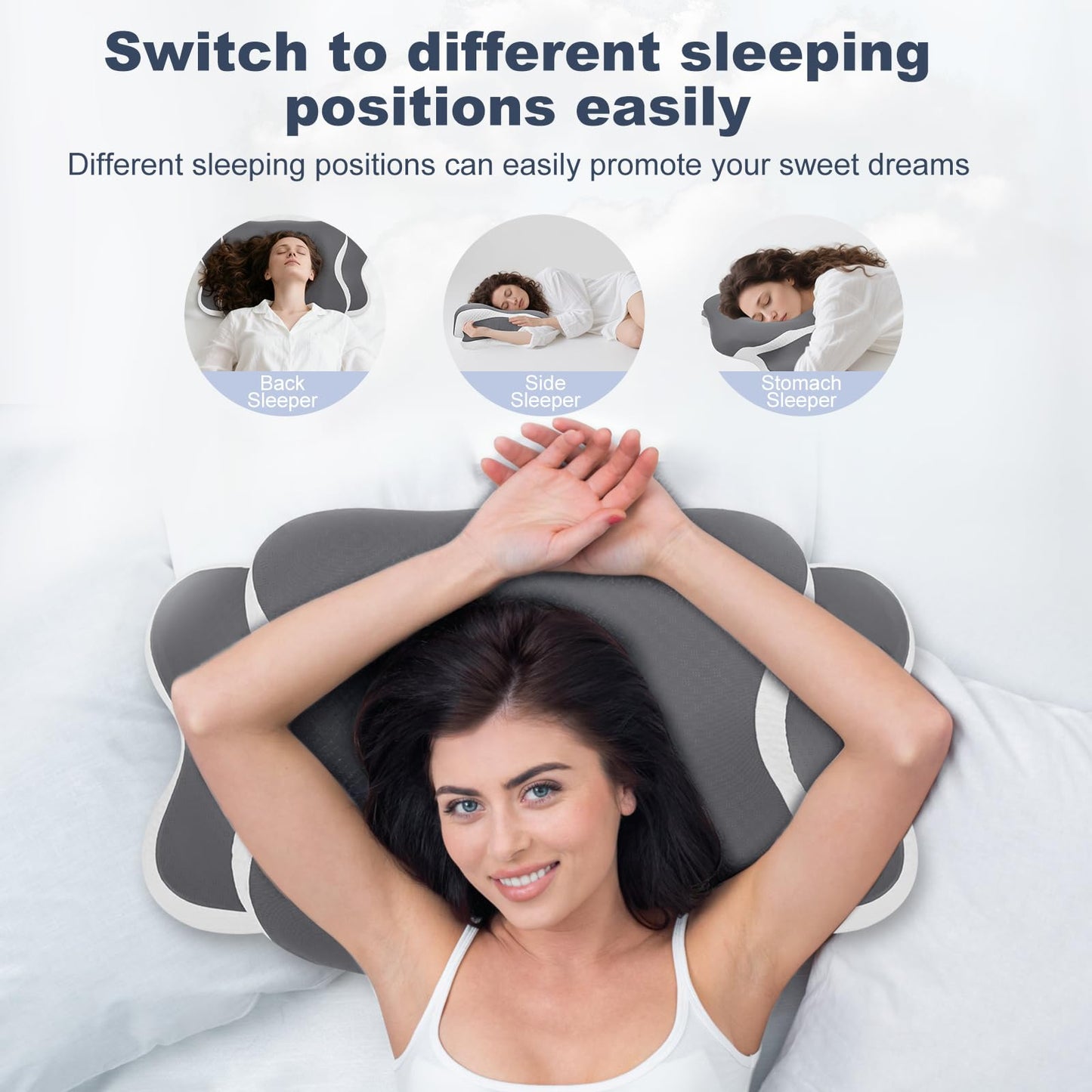 Sleep Apnea Pillow, Ergo Pillow for Sleep Apnea, Cervical Neck Pillow for Neck Pain Relief, Sleeping, and Snoring Relief, Orthopedic Therapy Memory Foam Contour Cooling Pillow for Side, Back