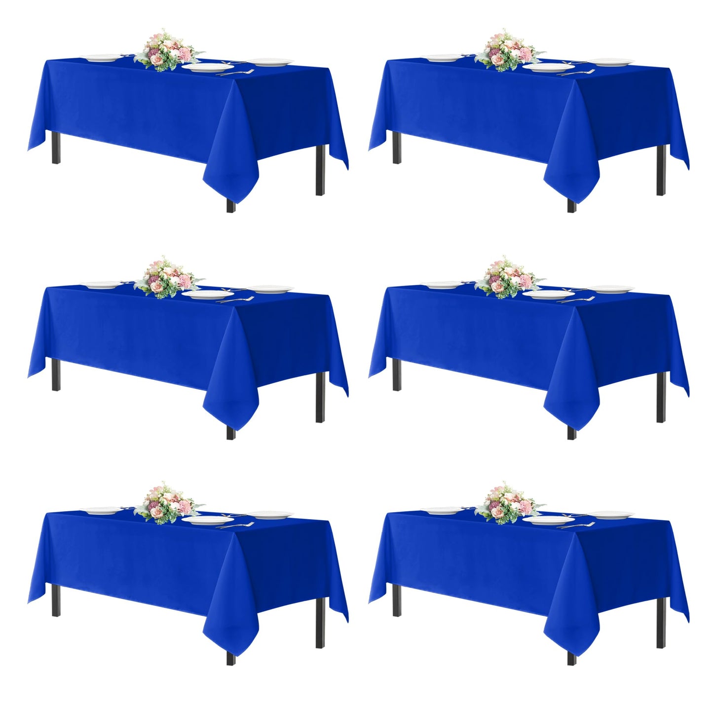 sancua Royal Blue Tablecloths for 6 Foot Rectangle Tables, 6 Pack - 60x102 Inch - Washable Fabric Cloth Table Cloth, Reusable Polyester Table Covers for Wedding Party, Banquet, Independence Day