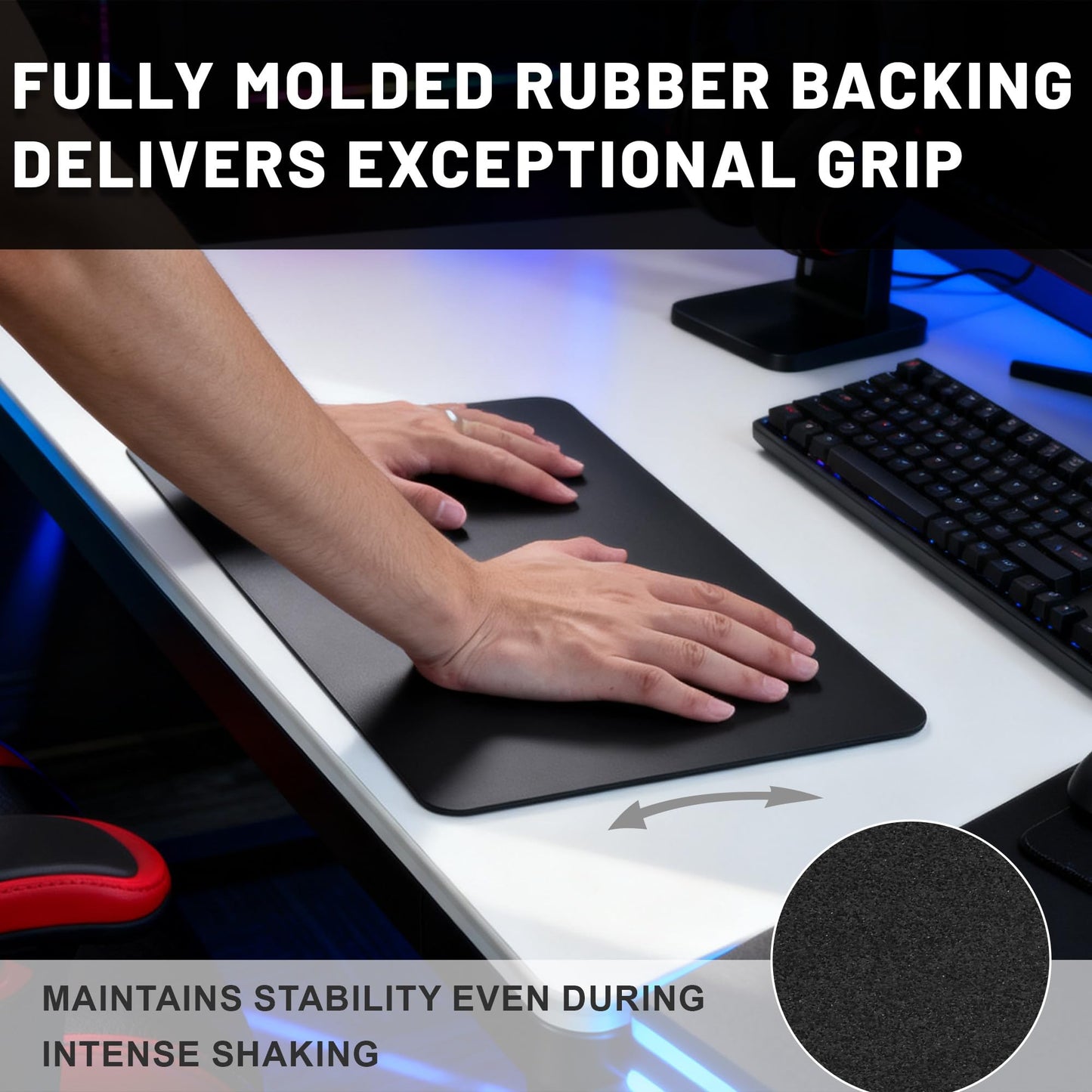 BoBliss Tempered Glass Gaming Mouse Pad-15.7" x 11.8",High-Precision Mousepad(with Mouse Glides) Suitable for Gaming and Office Use,Ultra-Smooth Hard Mouse Pad with Storage Pouch,Black.