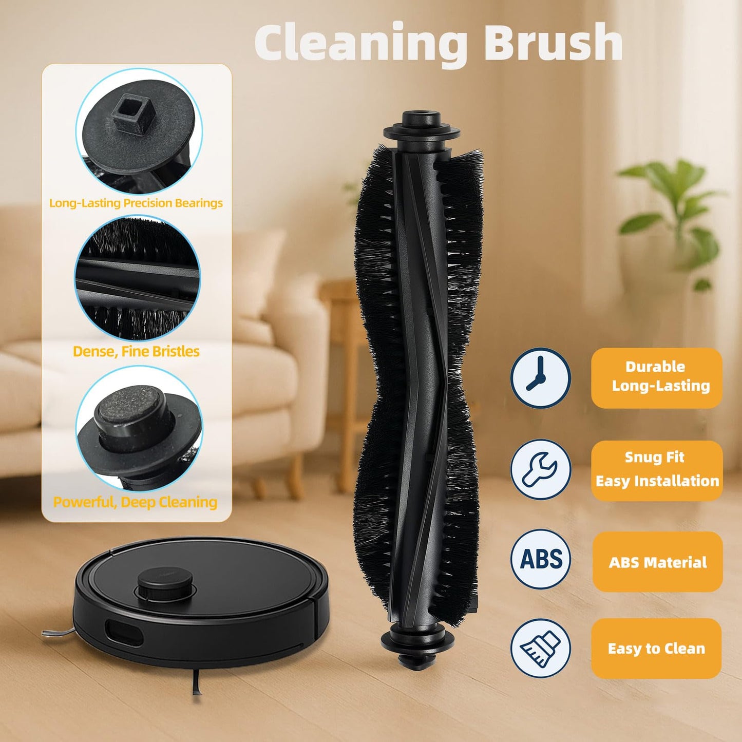 YUJINRU Replacement Parts Kit Compatible with iHome AutoVac Nova S1 Pro Robot Vacuum Cleaner Accessories iHRVS1PRO-3BLK, 1 Main Roller Brush, 6 Side Brushes, 6 Hepa Filters, 6 Dust Bags