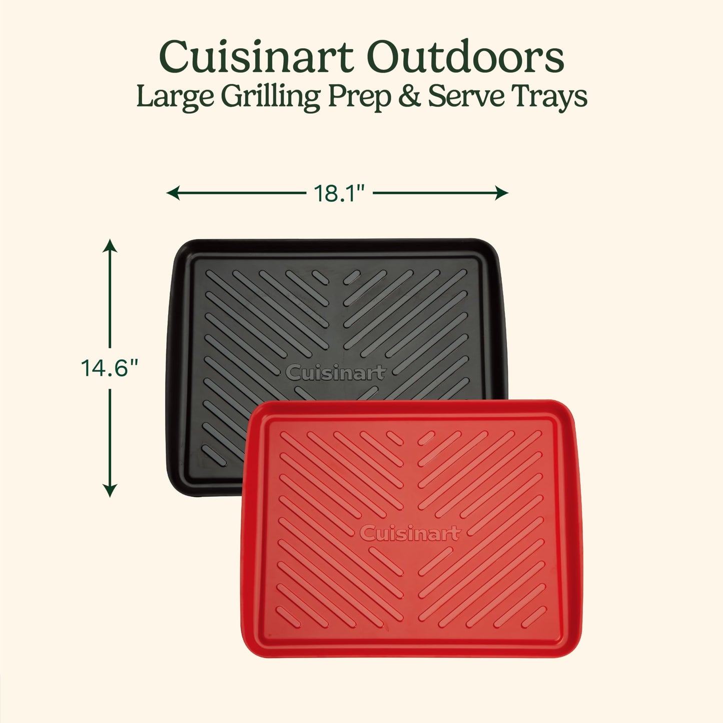 Cuisinart CPK-210 Grilling Prep and Serve Trays, Black and Red Large 18” x 14.5”