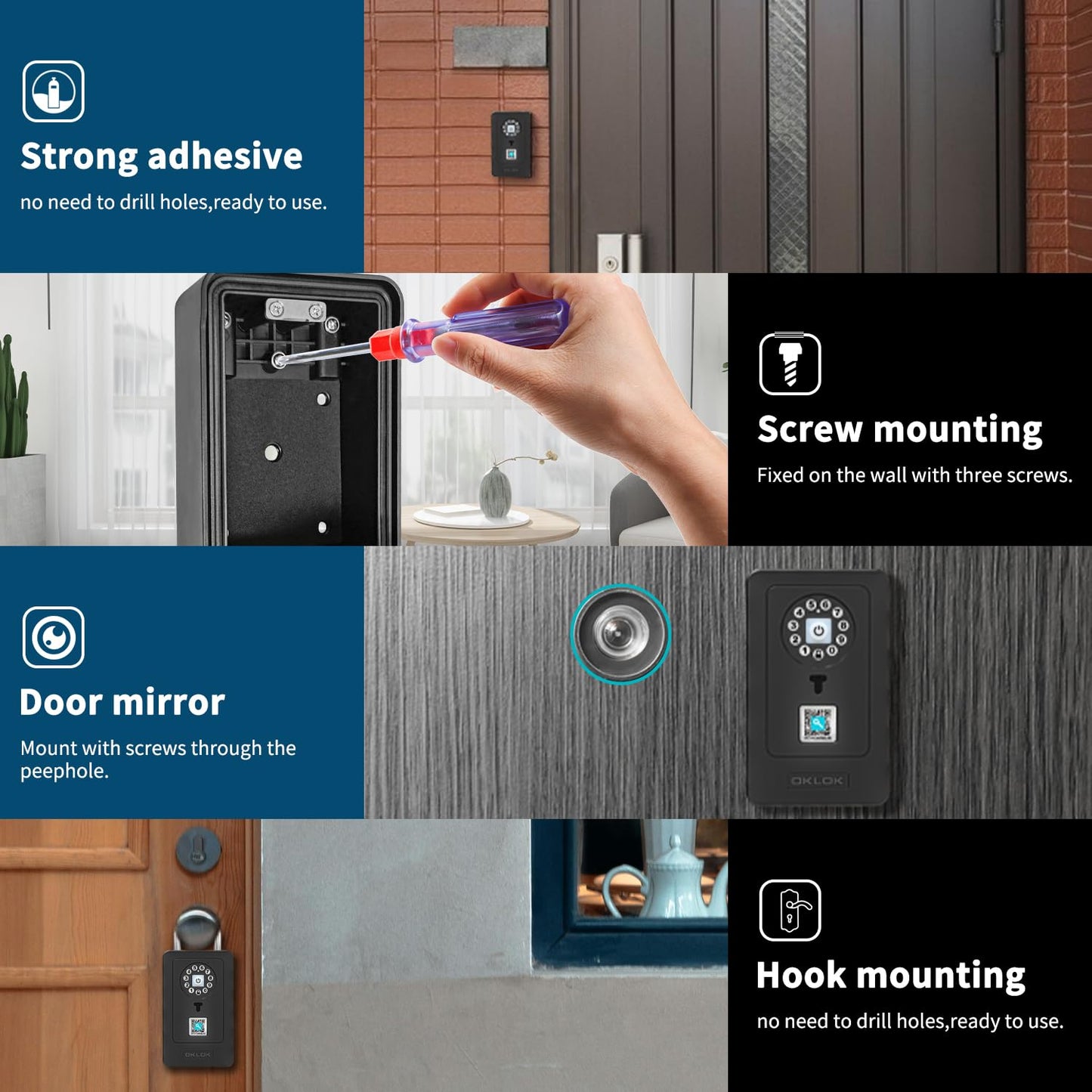 SFW NEW Smart Lock Box, Bluetooth Key Box with App Control & Passcode, Waterproof Wall Mounted & Door Hanging Security Key Lock Box for Home Realtor Office Warehouse