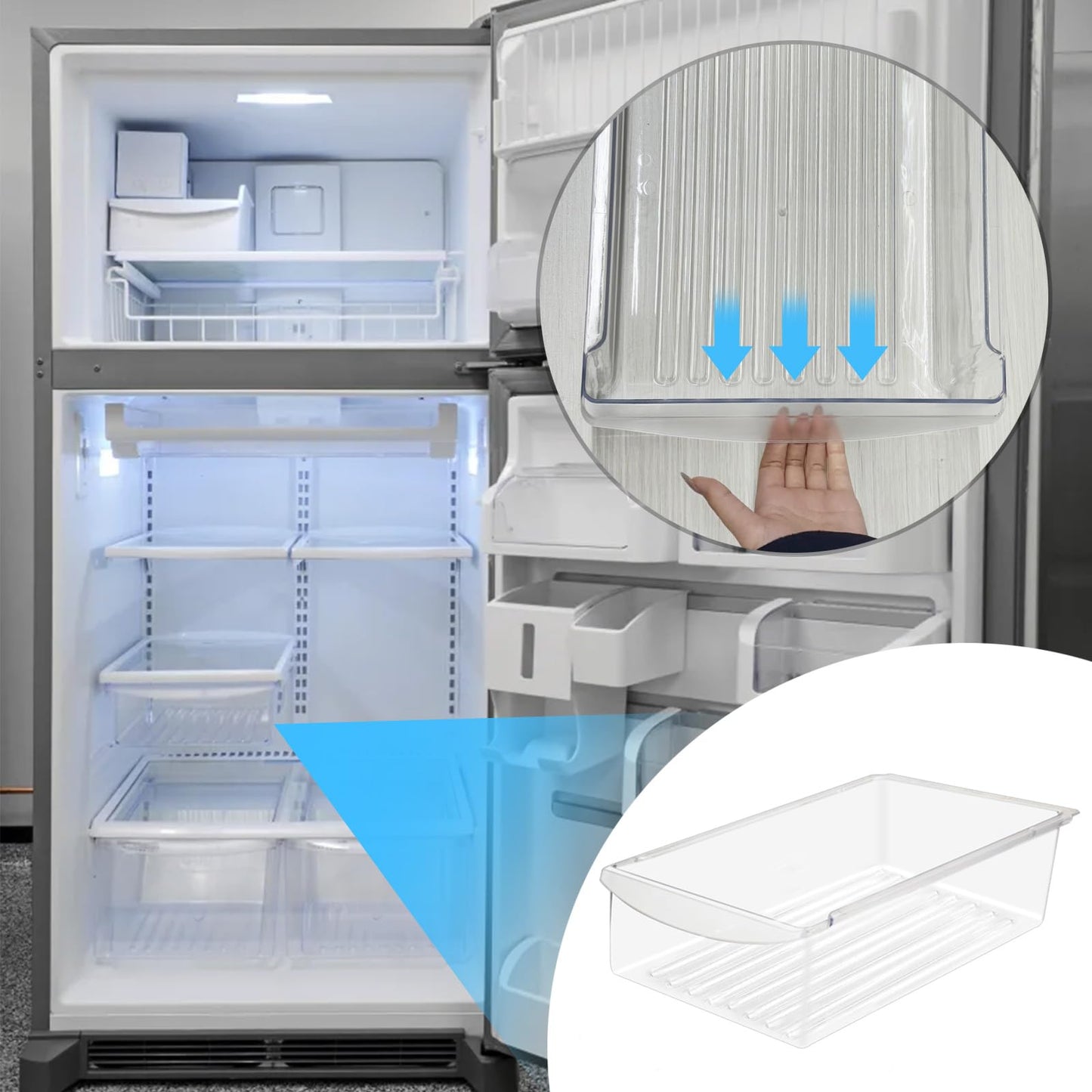 240530811 Refrigerator Drawer 15.4Width x 11.7Depth Replaces AP3960009, 240530813, 1194815, 240354201 Meat Pan Crisper Bin Compatible with Frigidaire (Not the larger part:240342830 16.5"x17.2")