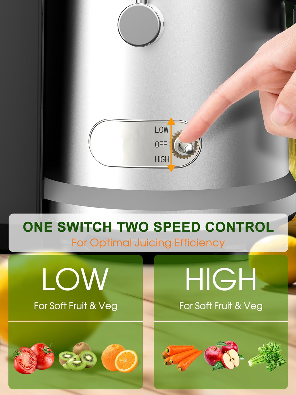 1200W Juicer Machines with 3.2" Feed Chute for Whole Fruits and Vegs, Dual Speeds Centrifugal Juice Extractor, Heavy Duty Full Copper Motor, 35oz Large Juice Jug, Easy to Clean, BPA-Free