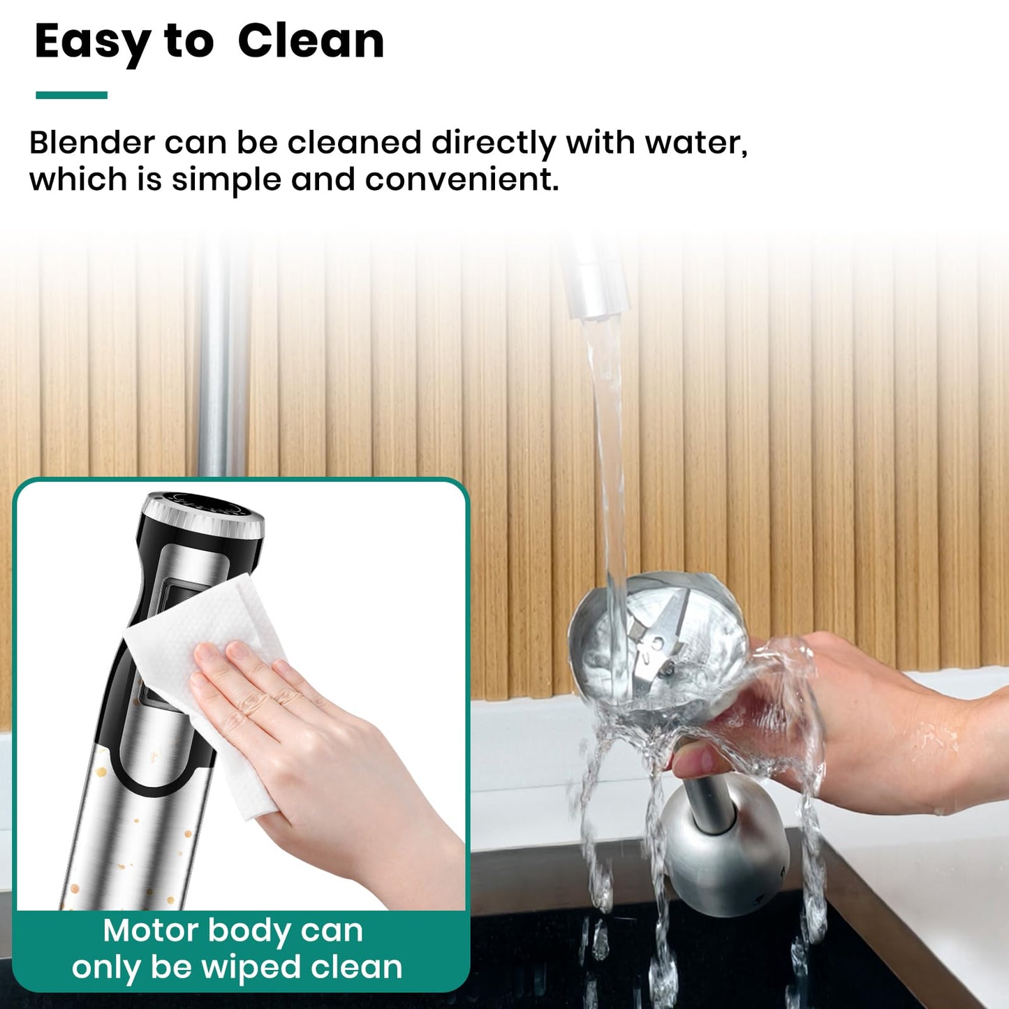 Colarlemo 1800W Immersion Blender Handheld 4-in-1 Hand Blender Stick for Ice Crushing Smoothie, Baby Food, Soup, 8 Speed Hand Mixer Turbo Boost Stainless Steel Blade with Whisk, Chopper, Beaker