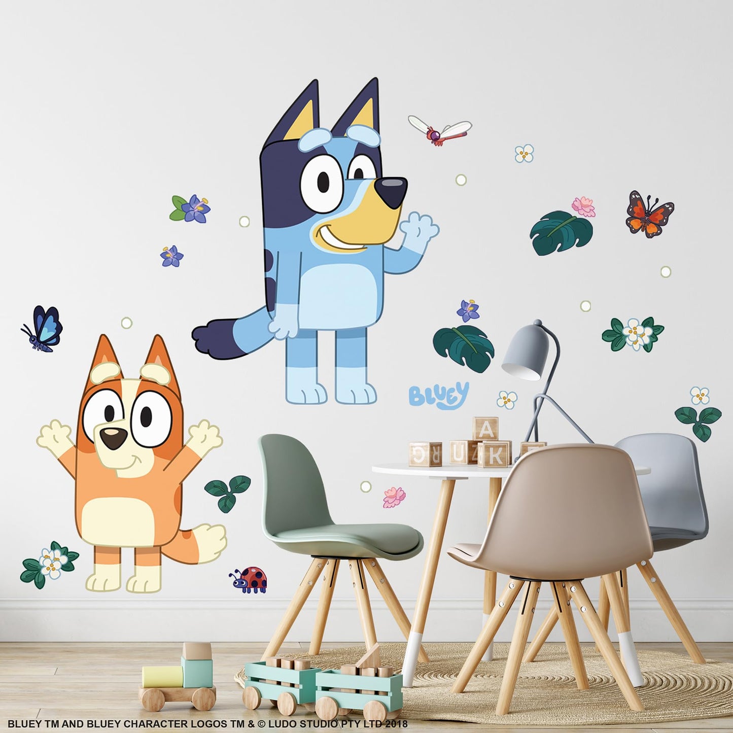 RoomMates Bluey and Bingo Character Blue Peel and Stick Wall Decals, RMDM5560