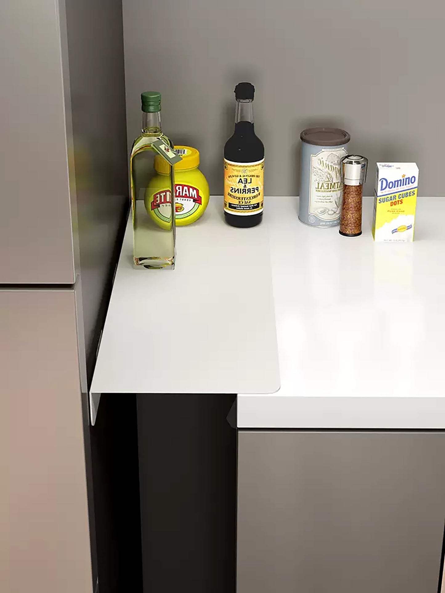 Metal Kitchen Refrigerator Gap Partition Countertop Gap Extension Board,Gap Covers Between Countertop and Walls, Refrigerator Side Partition, No Drill(White,23.62 * 3.93inch)