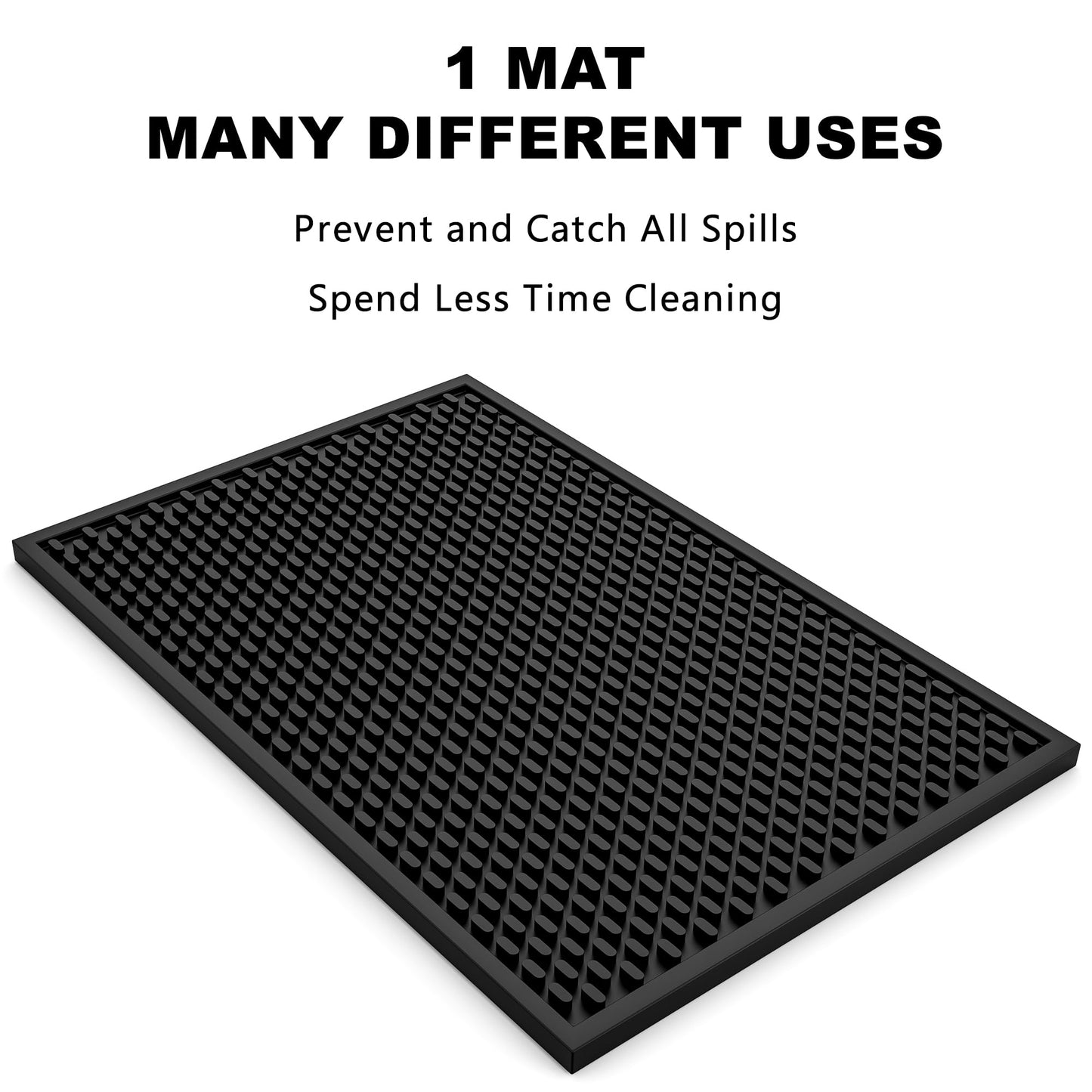 AXIESO Silicone Drip Mat - 1/2 Inch Thick, Heat-Resistant and Food Safe - Counter Top, Coffee Bar or Restaurant - Drying Mat for Glasses - 18x12 Inches