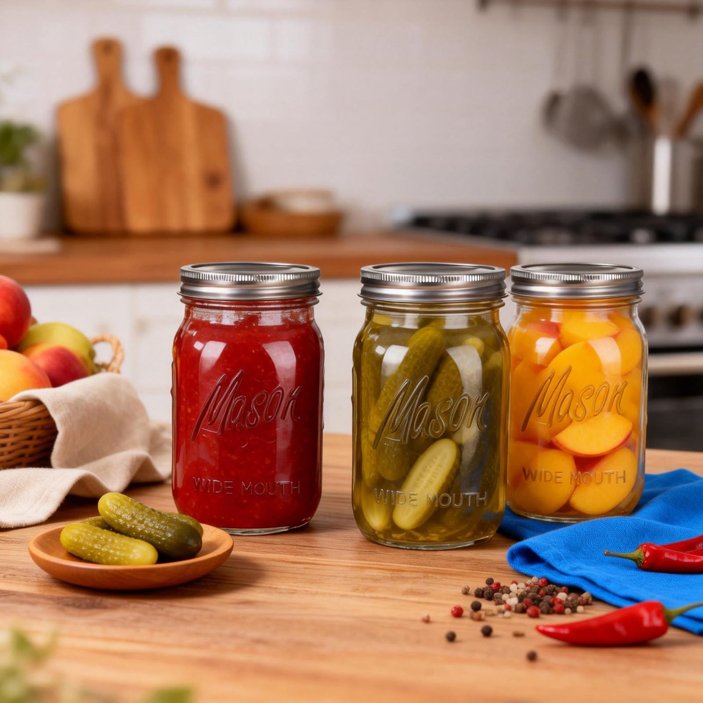 Rubtlamp Clear Mason jar 32 oz, 12 Pack Glass Jars - Wide Mouth Mason Jars with Airtight Lids for Pickling, Fermenting, Food Storage&DIY Crafts, Microwave & Dishwasher Safe