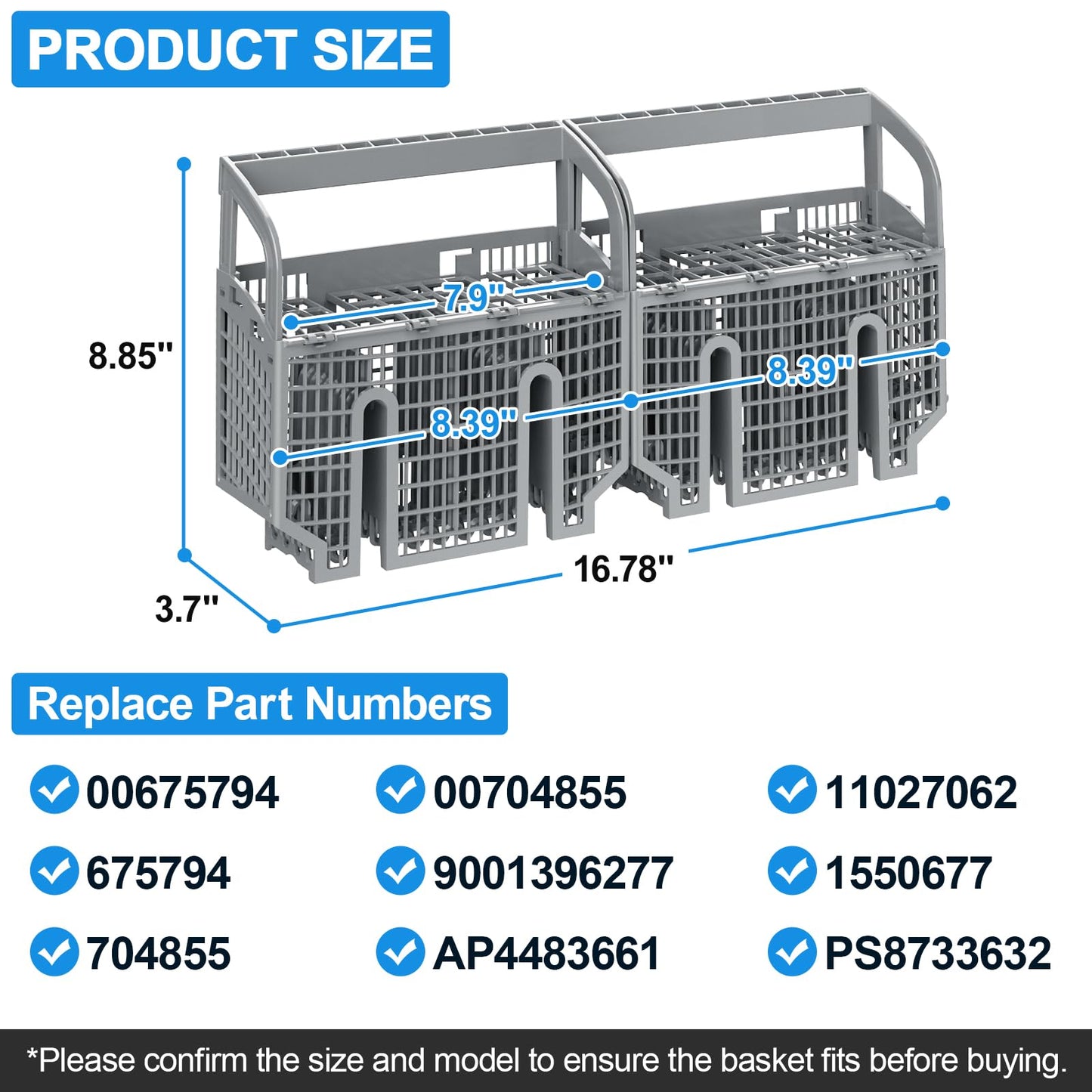 UPGRADED 00675794 675794 Dishwasher Silverware Basket Compatible with Bosch Dishwasher Parts,Bosch 00675794 Cutlery Basket Utensil Rack Holder,Replaces 704855 00704855 9001396277