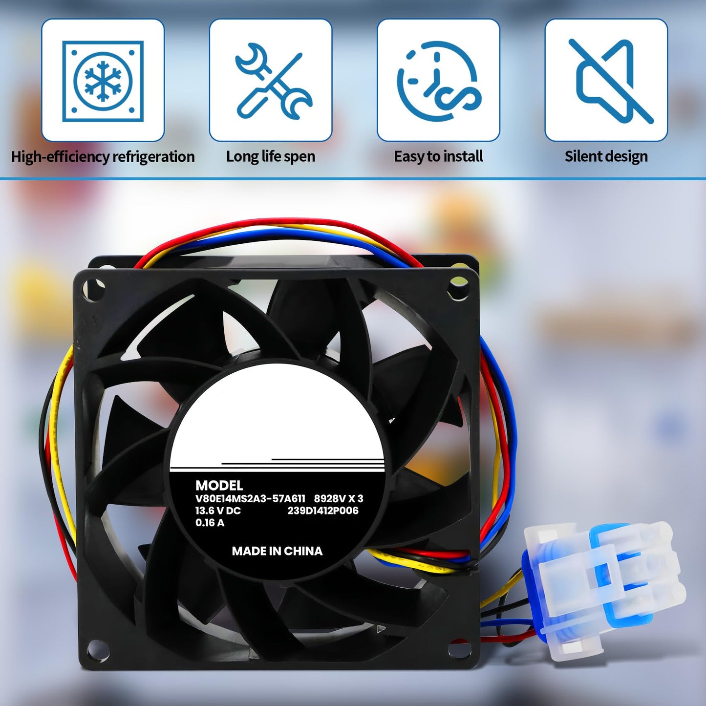 Refrigerator Evaporator Fan Motor Fit for GE GFE28GMKBES GFE28GSKBSS GFE26GSKJSS PFE27KSDASS GFE28GSKHSS GFE29HSDASS GFE26GSKBSS PYE23KSDCSS GFE29HSDDSS GFD28GELEDS DFE28JSKGSS DFE29JGDABB GFE29HMDAES