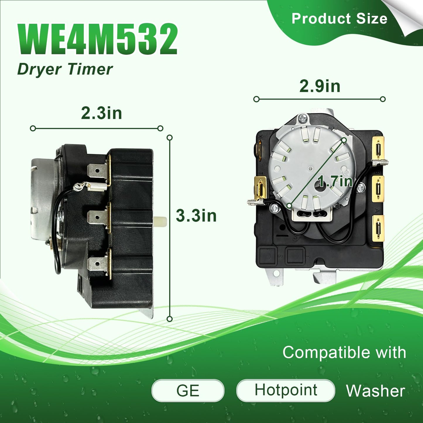 WE4M532 Dryer Timer Compatible with GE Hotpoint Dryer, Replacement Part WE4M362 WE4M532-24PK 234D1296P004 TMD1FM07 WE04M0532 3029573 AP5788219 PS8746223 EAP8746223 PD00025191