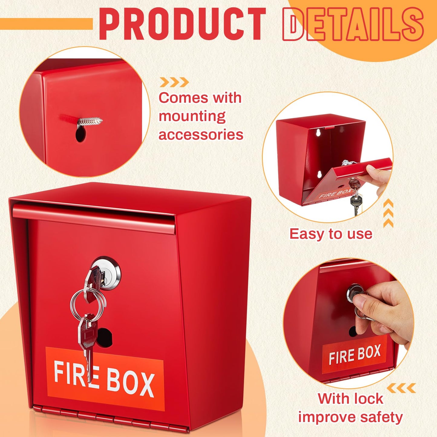 MorningRo 1 Pcs Fire Box Fire Department Lock for Keys Weather Resistant Emergency Box with Keys for Home