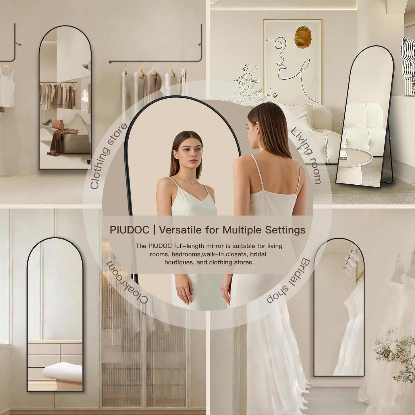 58"x19"Floor Mirror Full Length,Arched Full Length Mirror with Stand,Full Body Mirror,Hanging or Large Leaning for Bedroom Living Room Black
