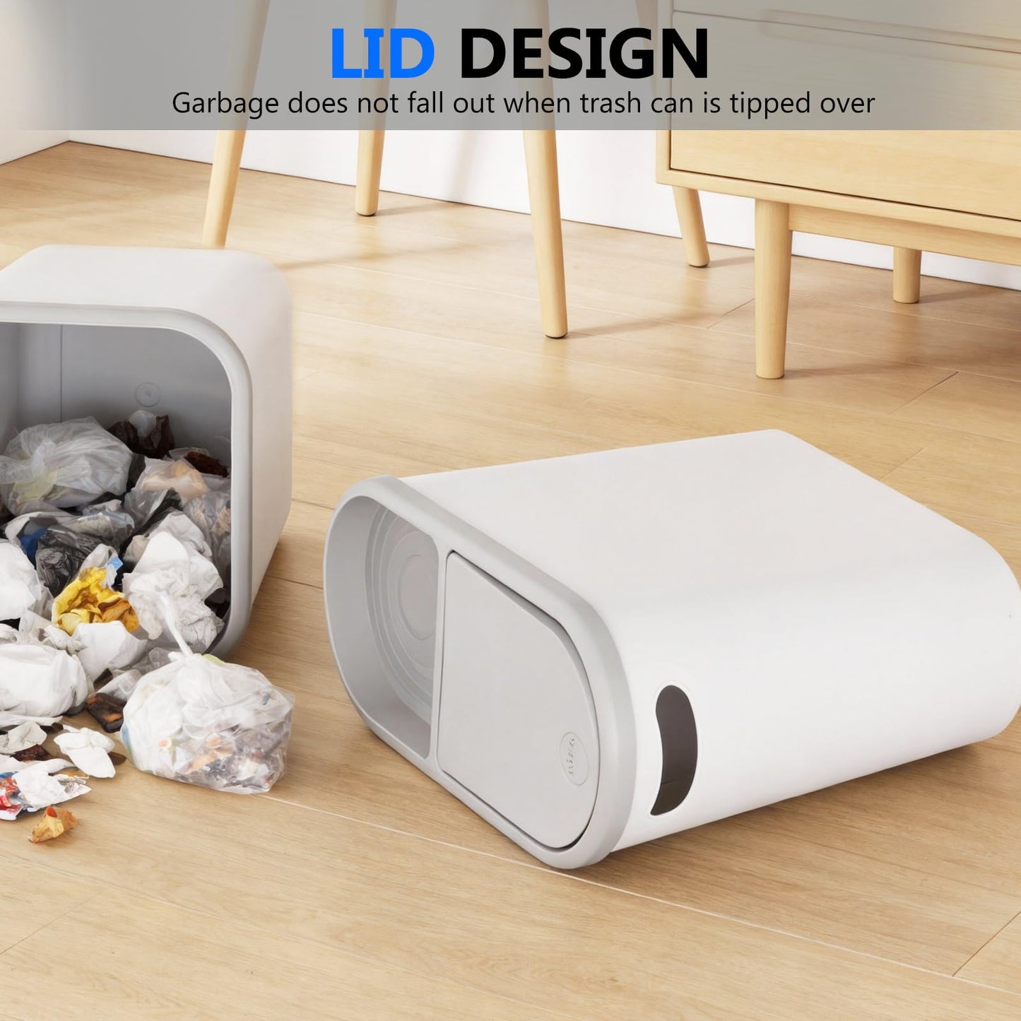 KOOMADE Bathroom Small Trash Can with Lid - 2PC 10 Liter/2.6 Gallon Plastic Slim Narrow Garbage Can with Pop-Up Lid, Space-Saving Trash Bin Waste Basket for Toilet, Bedroom,Kitchen,Craft Room,Office