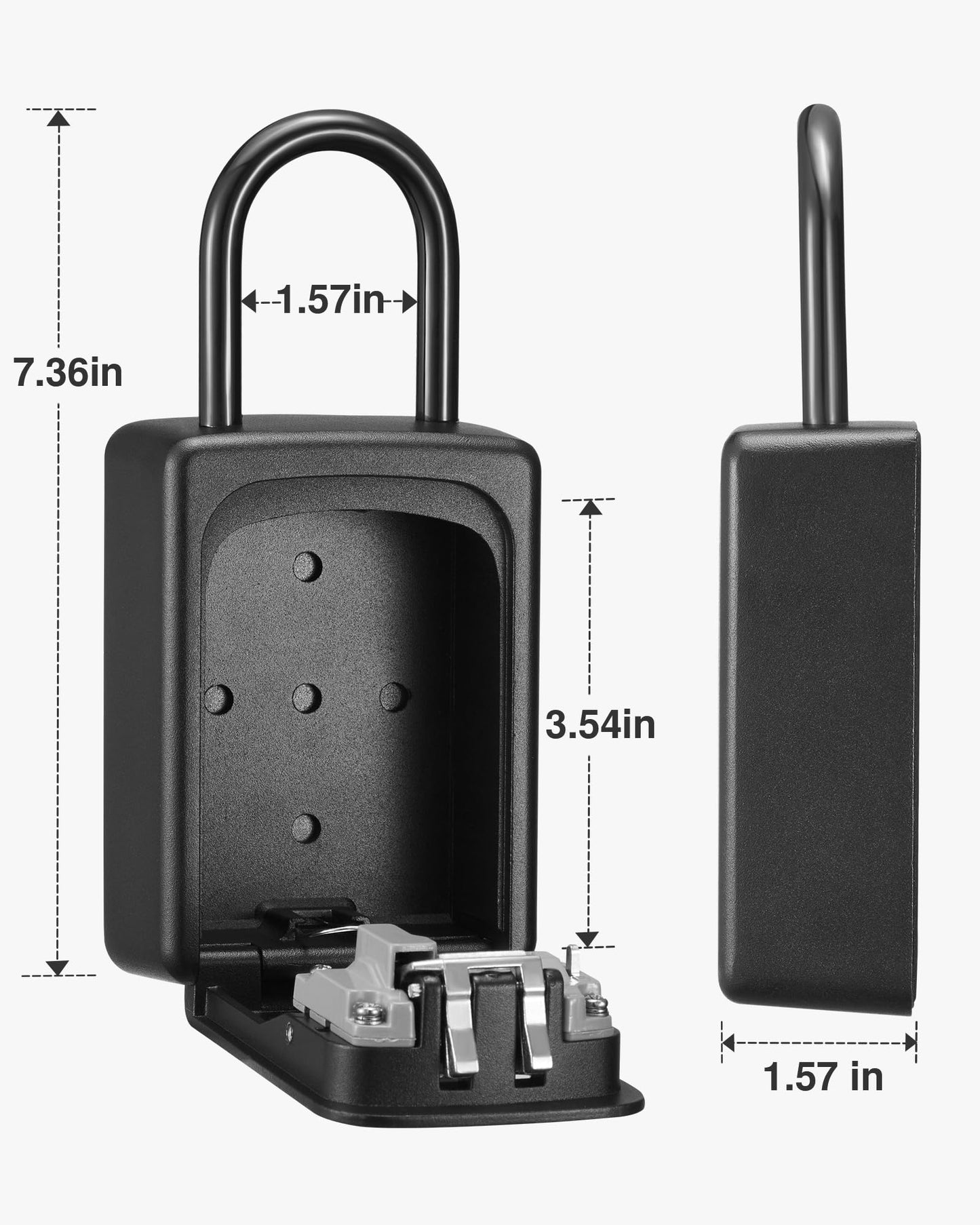 Puroma Lock Box, Large Key Lock Box Resettable Combination Lockbox, Portable Wall Mount Lockbox Security Safe Box for Outside Outdoor Home Office Door Handle House Key, Pure Black (2 Pack)