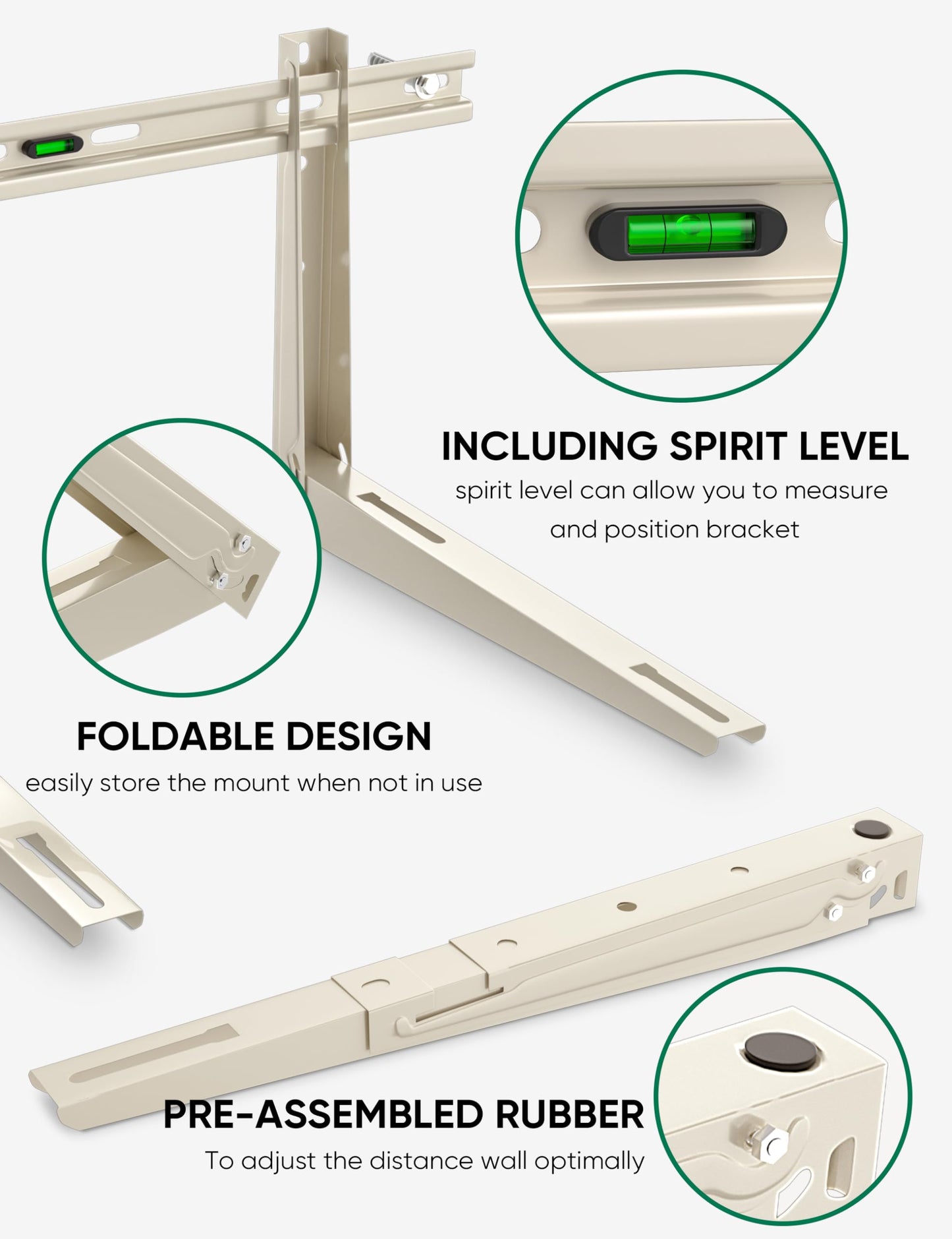 Mini Split Wall Mounting Bracket: Wall Mount Ac Bracket for Outside 9000-36000 BTU Mini Split Air Conditioner with Leveler Universal Ductless AC and Heat Pump Systems Outdoor- Up to 490 LBS