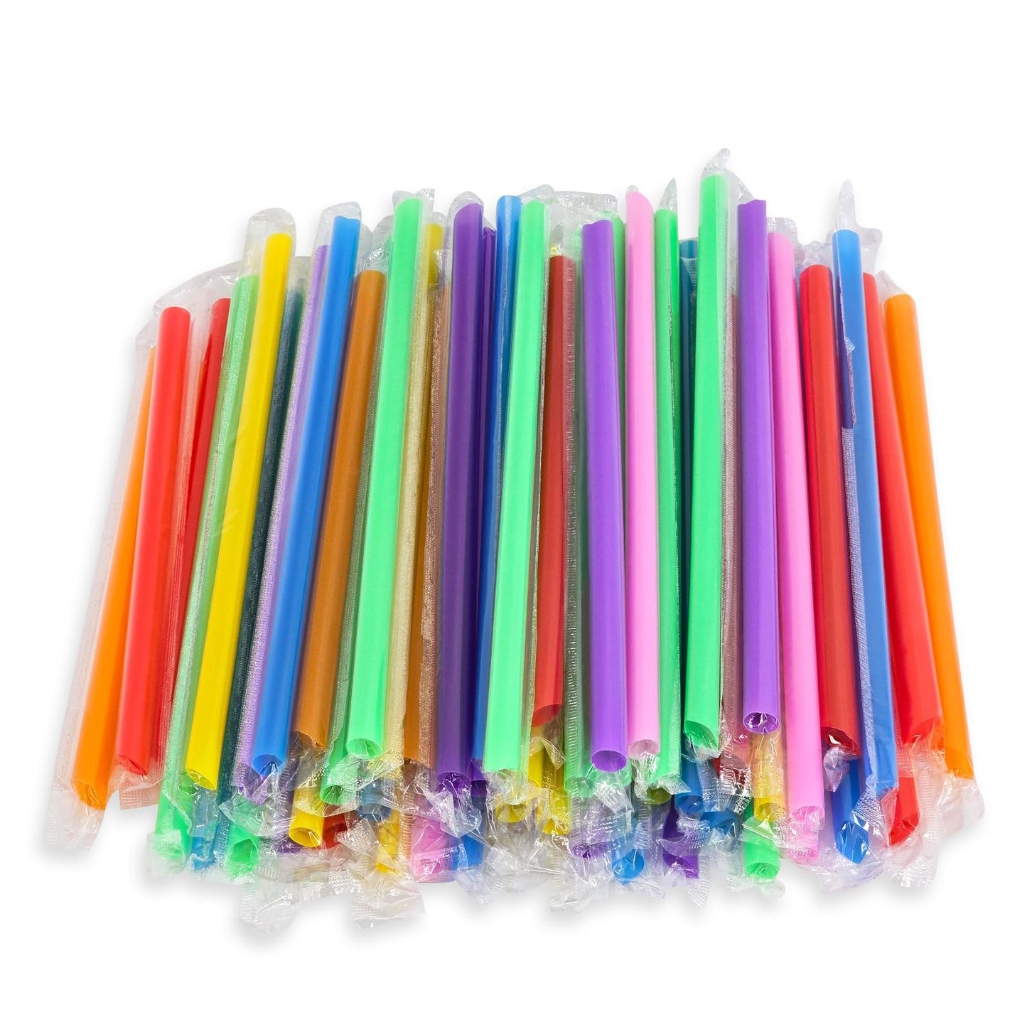 700 Pcs Multi Colors Jumbo Smoothie Straw Disposable Milkshake Straws Jumbo, Bubble Tea Straws For Cakes, Disposable Smoothie Straw Individually Wrapped (0.43" Wide X 9.84" Long)