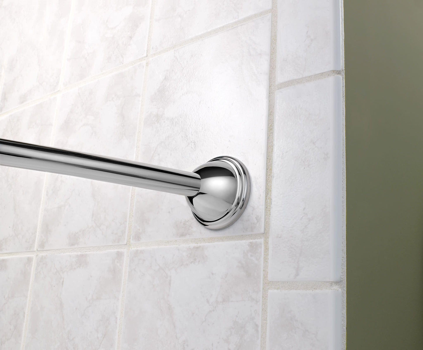 Moen Curved Adjustable Length Fixed Mount Single Shower Curtain Rod for Bathroom, Chrome Finish, CSR2160CH