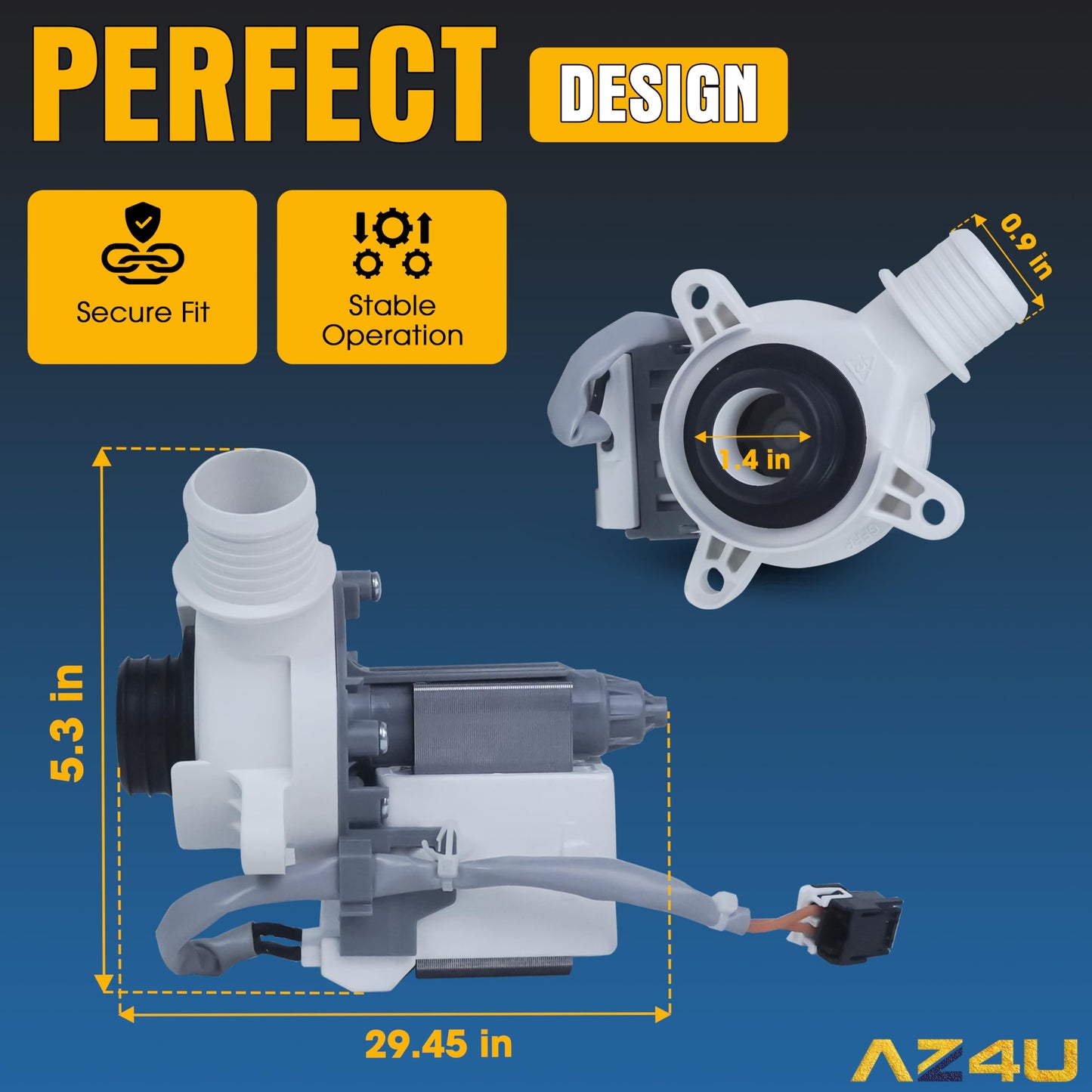 Washer Water Drain Pump Motor Replaces 290D1201G003 B30-3A02 290D1201G001 For GE, Hotpoint HTW200ASK0WW HTW200ASK1WW HTW200ASK2WW HTW200ASK3WW HTW200ASK4WW HTW240ASK1WS HTW240ASK2WS HTW240ASK3WS