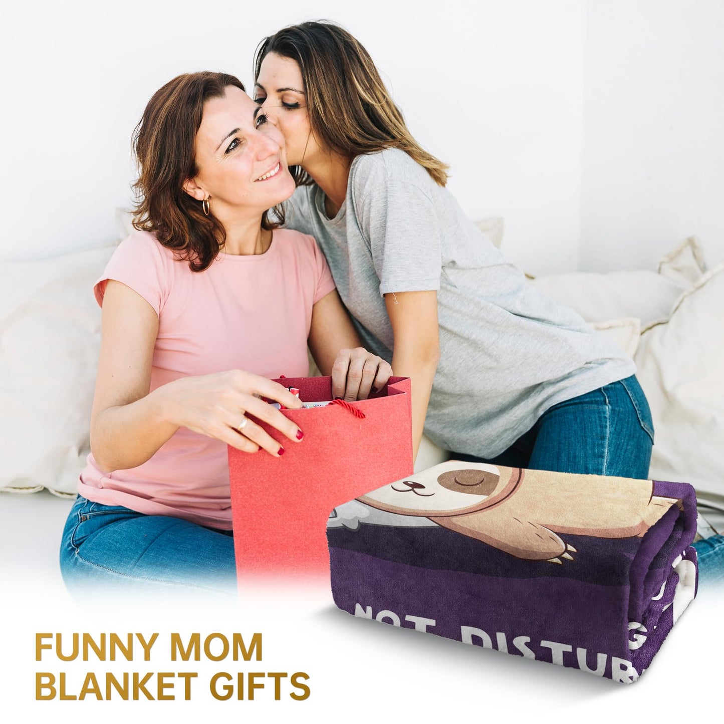Funny Gifts for Mom, Mom is Charging Sloth Blanket, Birthday Gifts for Moms from Daguther Son, Moms Gift for Christmas Mothers Day, Soft Sloth Throws Blanket for Mother 60" x 80"